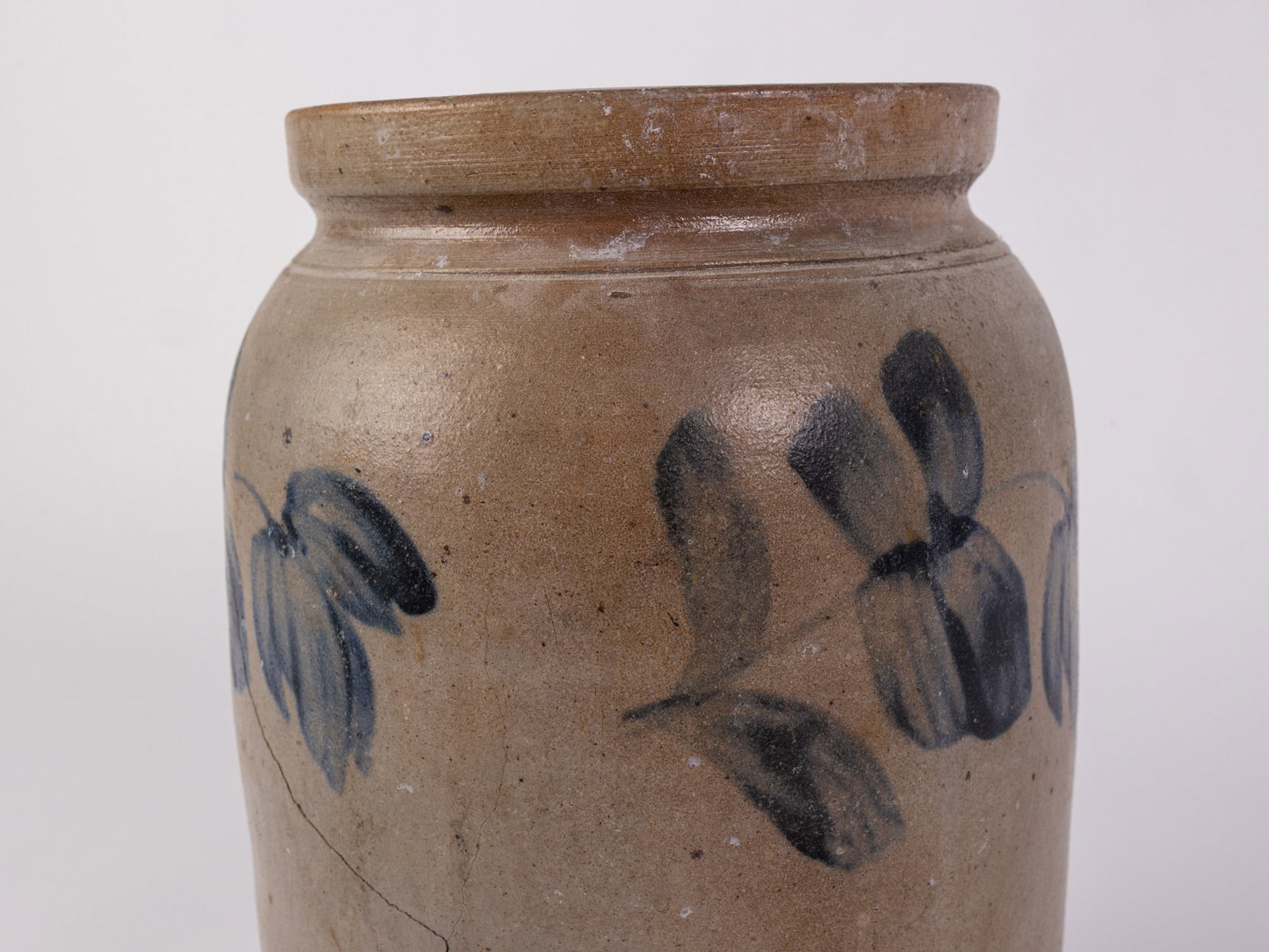 Cobalt Decorated Salt Glazed Stoneware Crock - 6