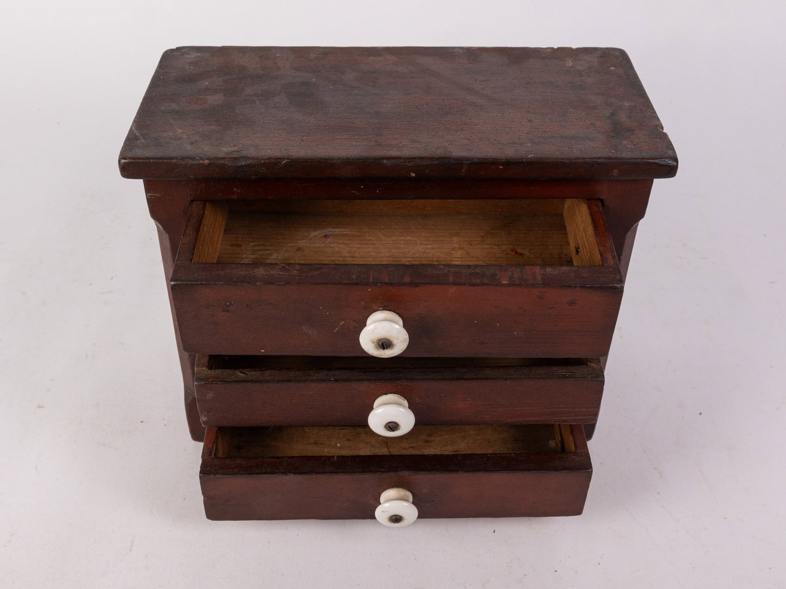 Antique Miniature Primitive Three Drawer Dresser - 4