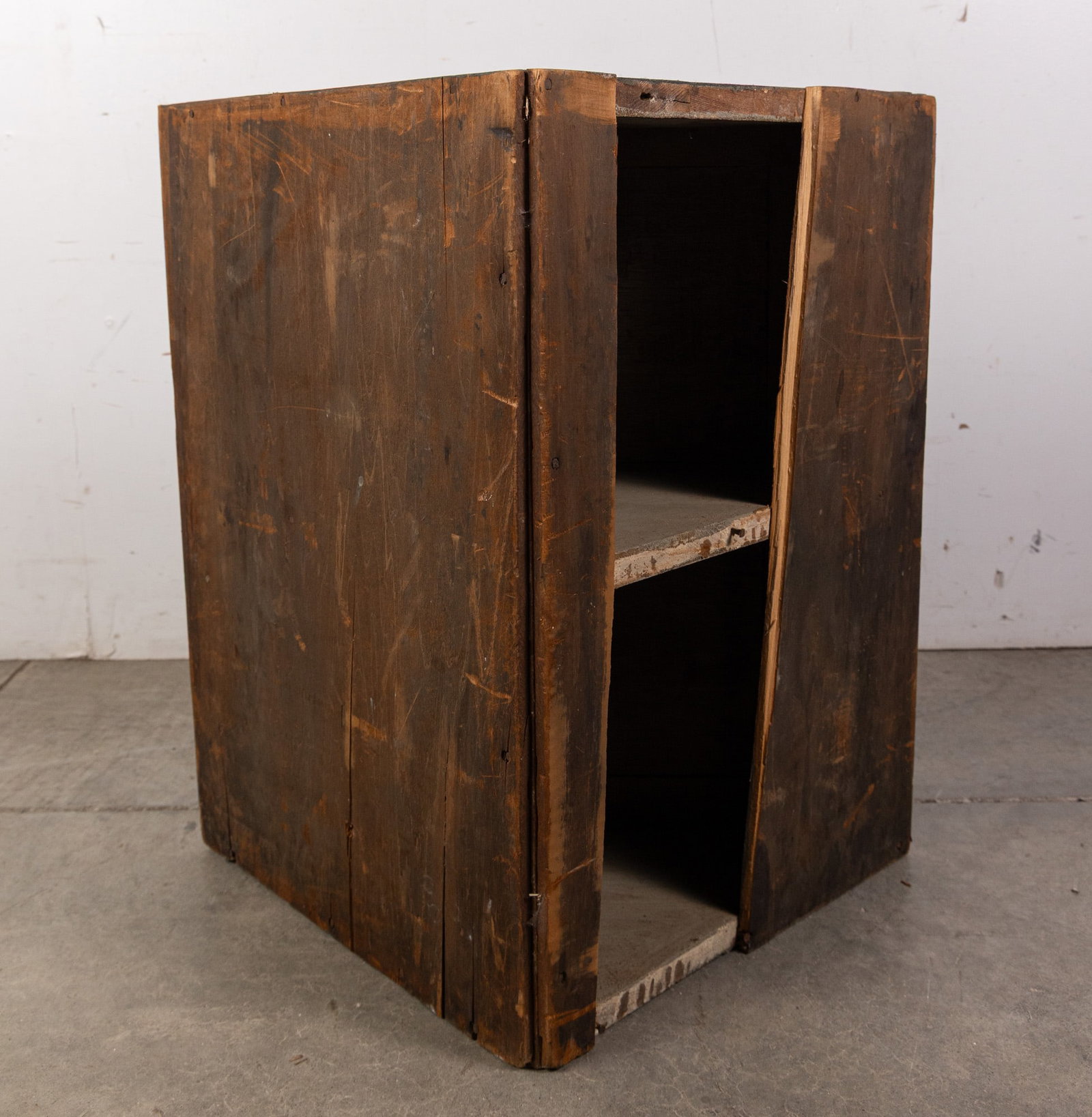 Antique Wooden Primitive Wall Mounted Corner Cabinet - 3