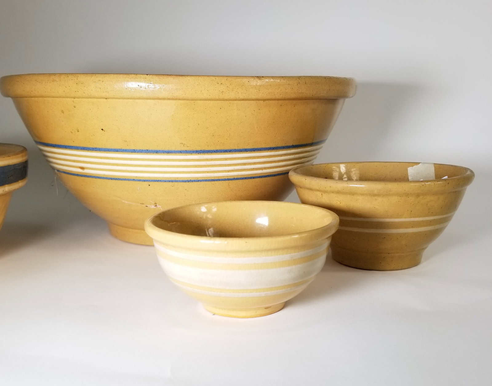 Lot of Vintage Yellowware Stoneware Mixing Bowls - 2