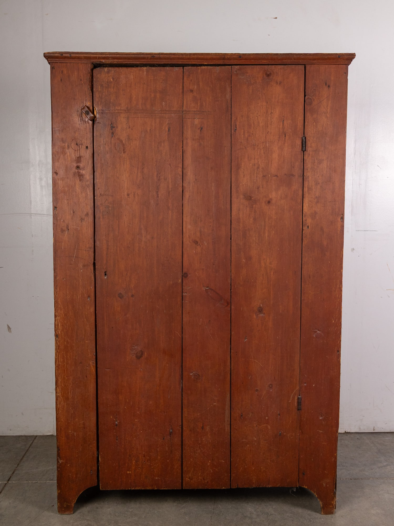 Antique Wooden Red Painted Primitive Cupboard - 2