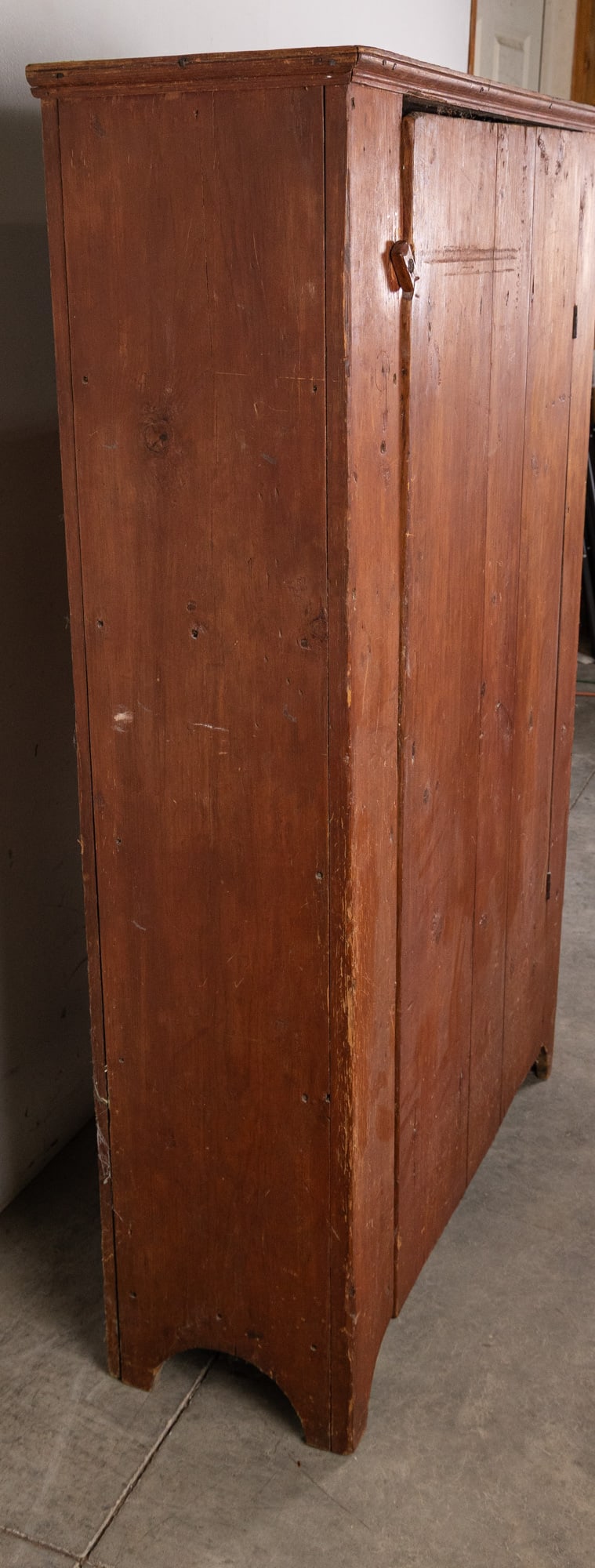 Antique Wooden Red Painted Primitive Cupboard - 3