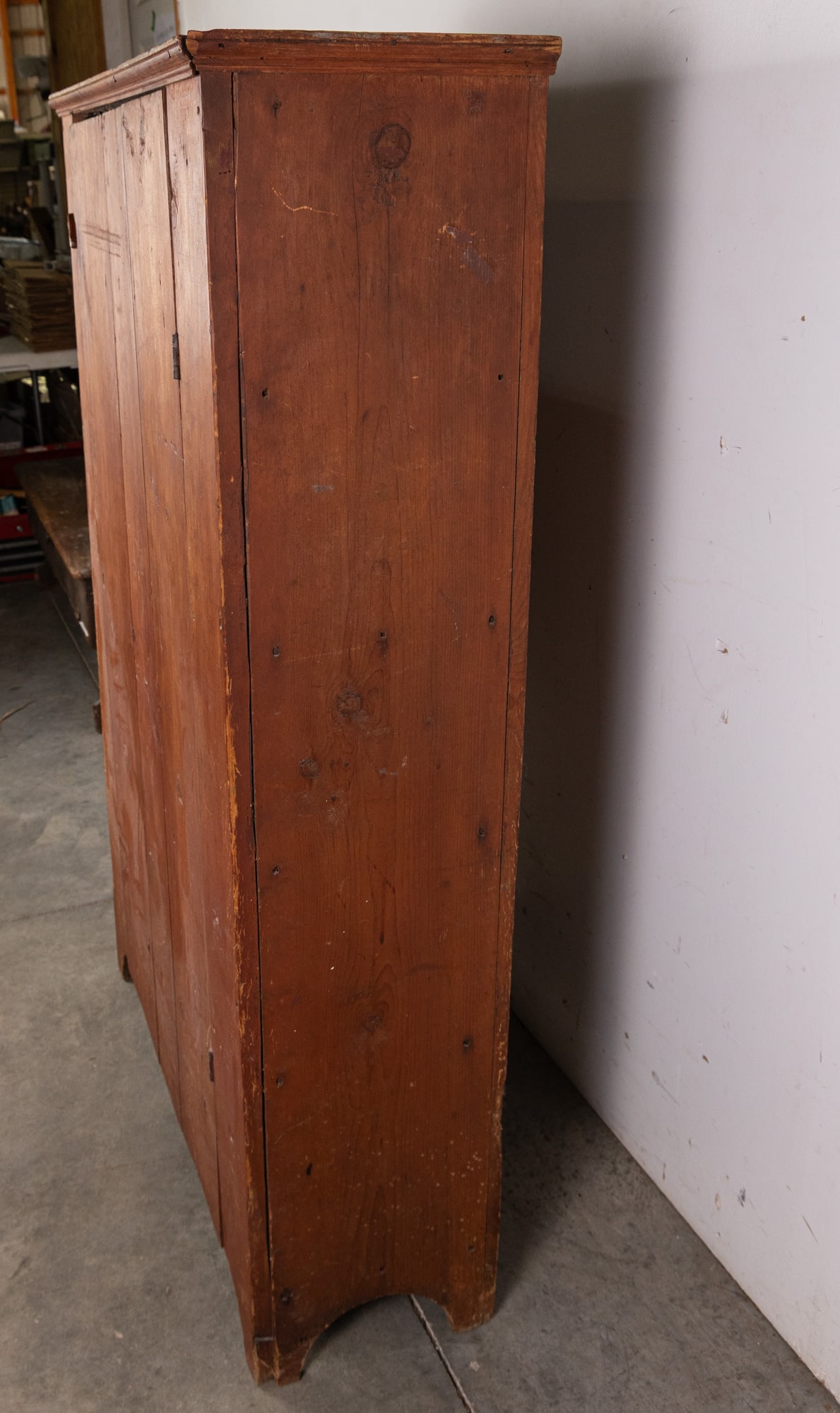 Antique Wooden Red Painted Primitive Cupboard - 4