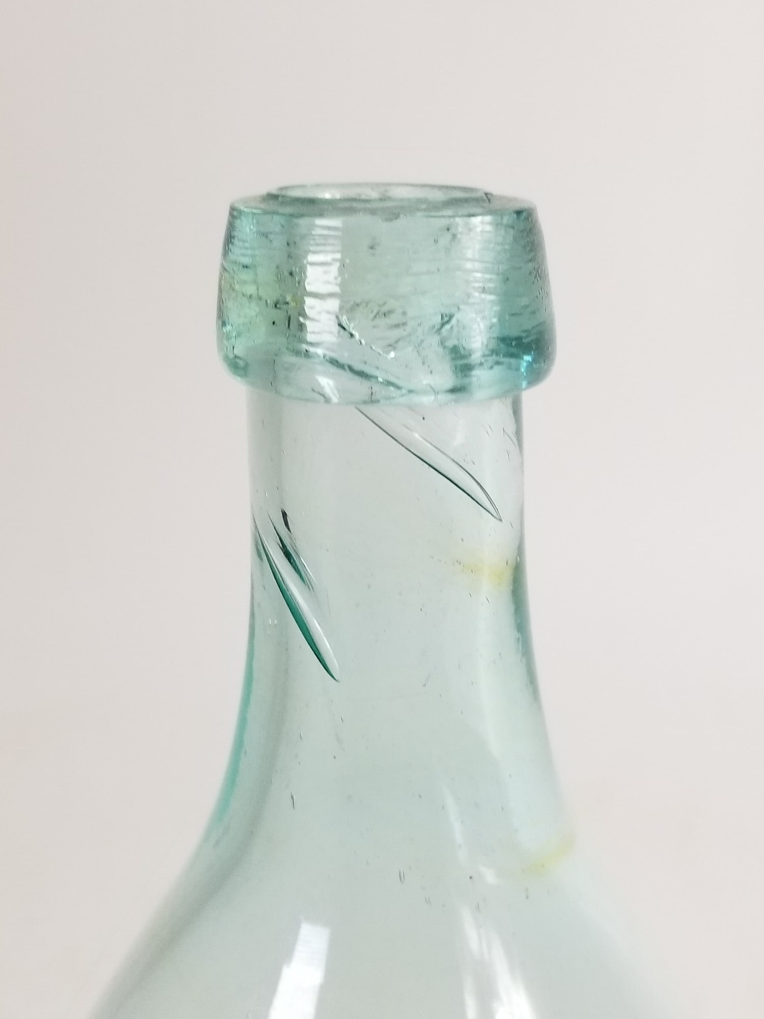 Antique Aqua Glass Hand Blown Bottle - 2