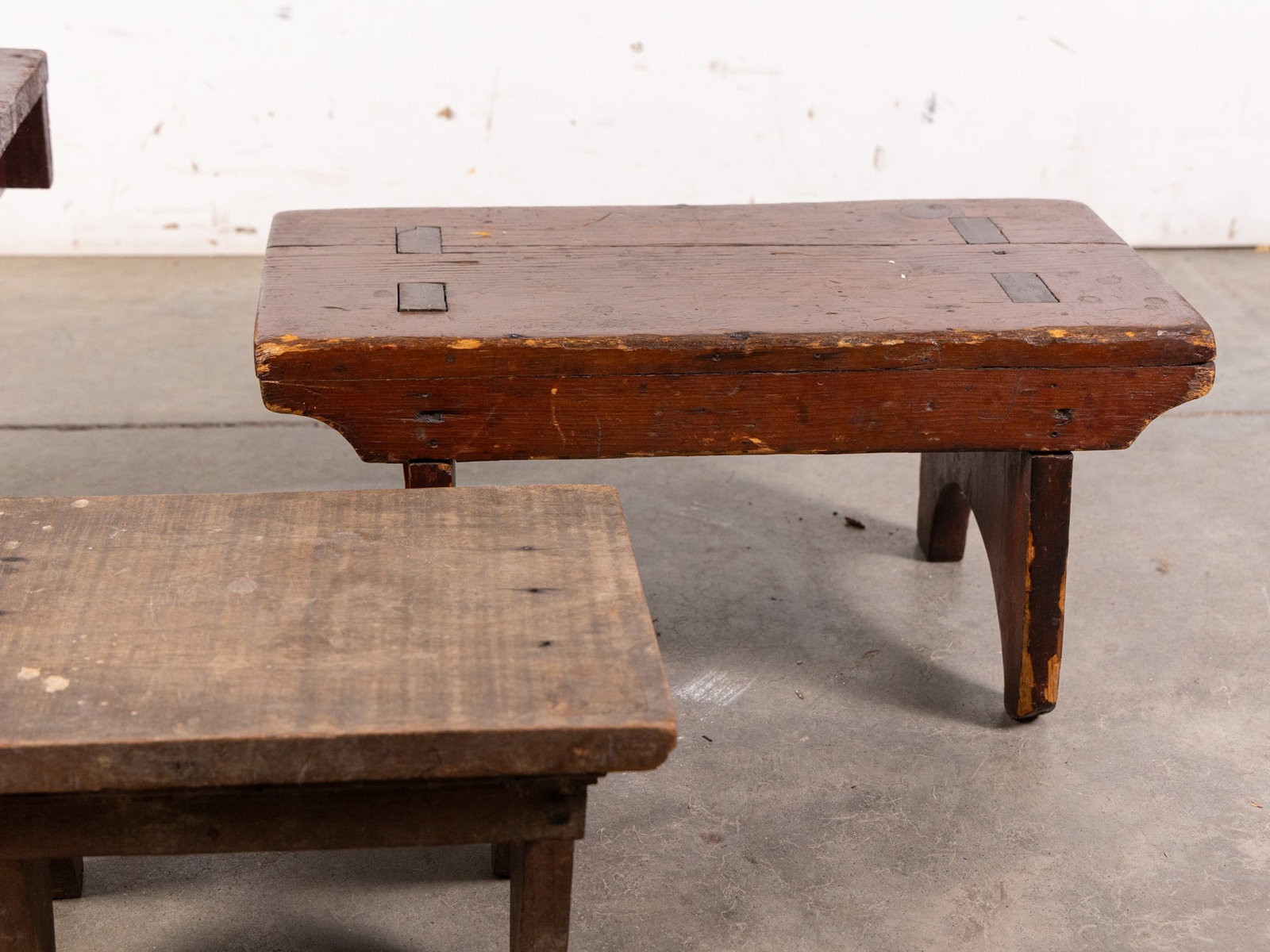 Three Vintage Primitive Wood Stools - 4