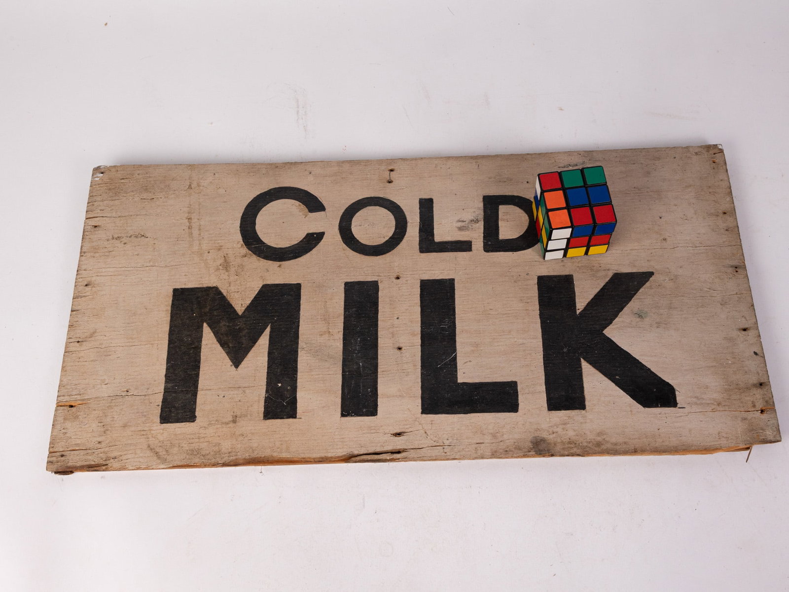 "Cold Milk' Folk Art Hand Painted Rustic Sign - 2