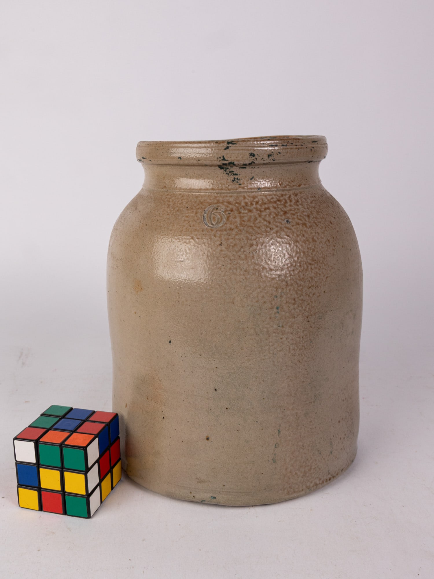 Salt Glazed Stoneware Crock Stamped "6" - 2