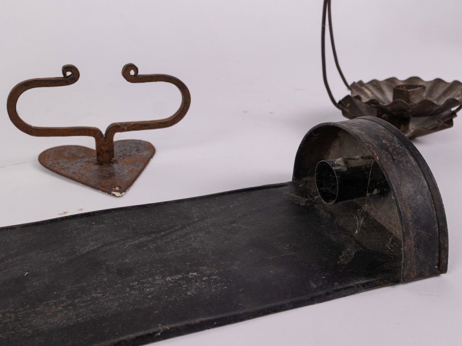 Antique Primitive Iron and Tin Candle Holders and Lanterns - 3