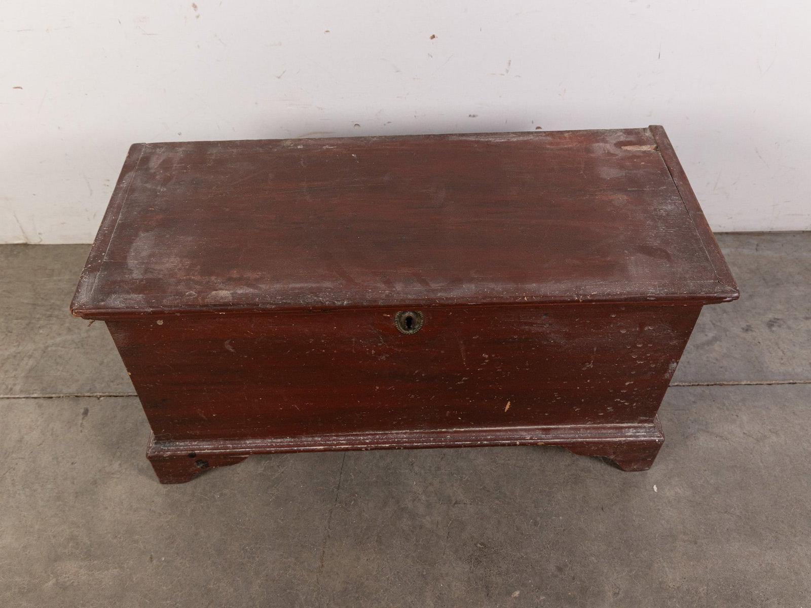Primitive Antique Red Painted Storage Chest - 2