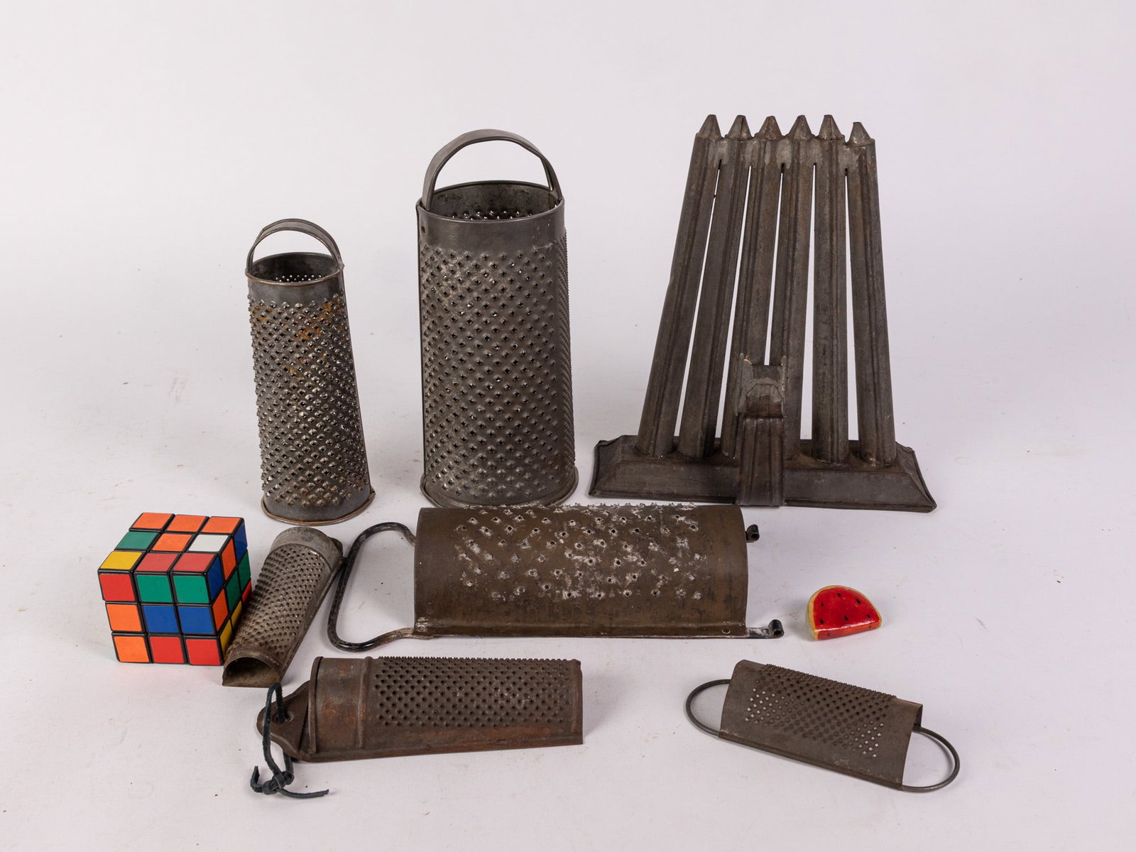 Antique Cheese Graters and Candle Mold - 2