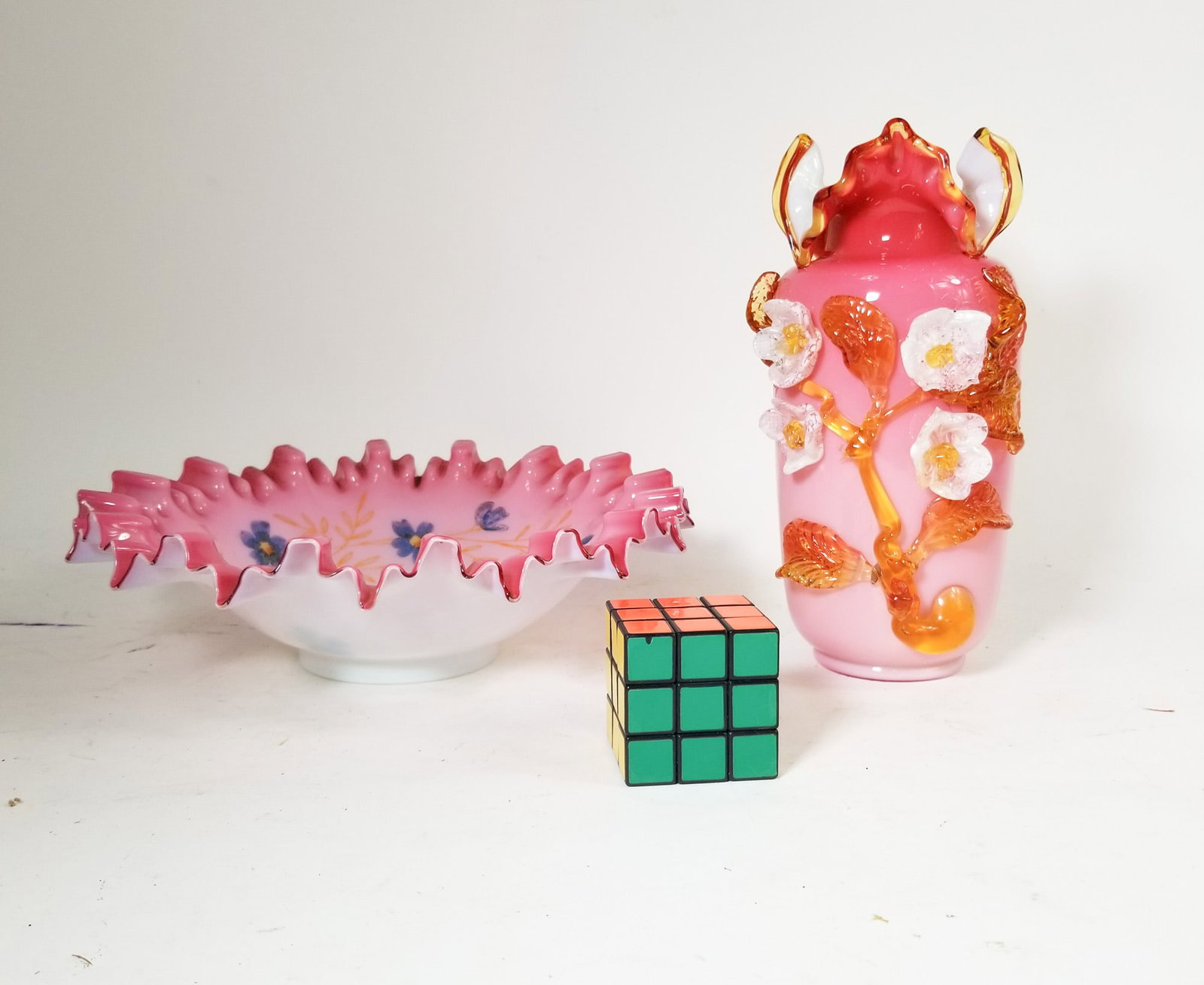 Hand-Blown Pink Vase & Bowl - 2