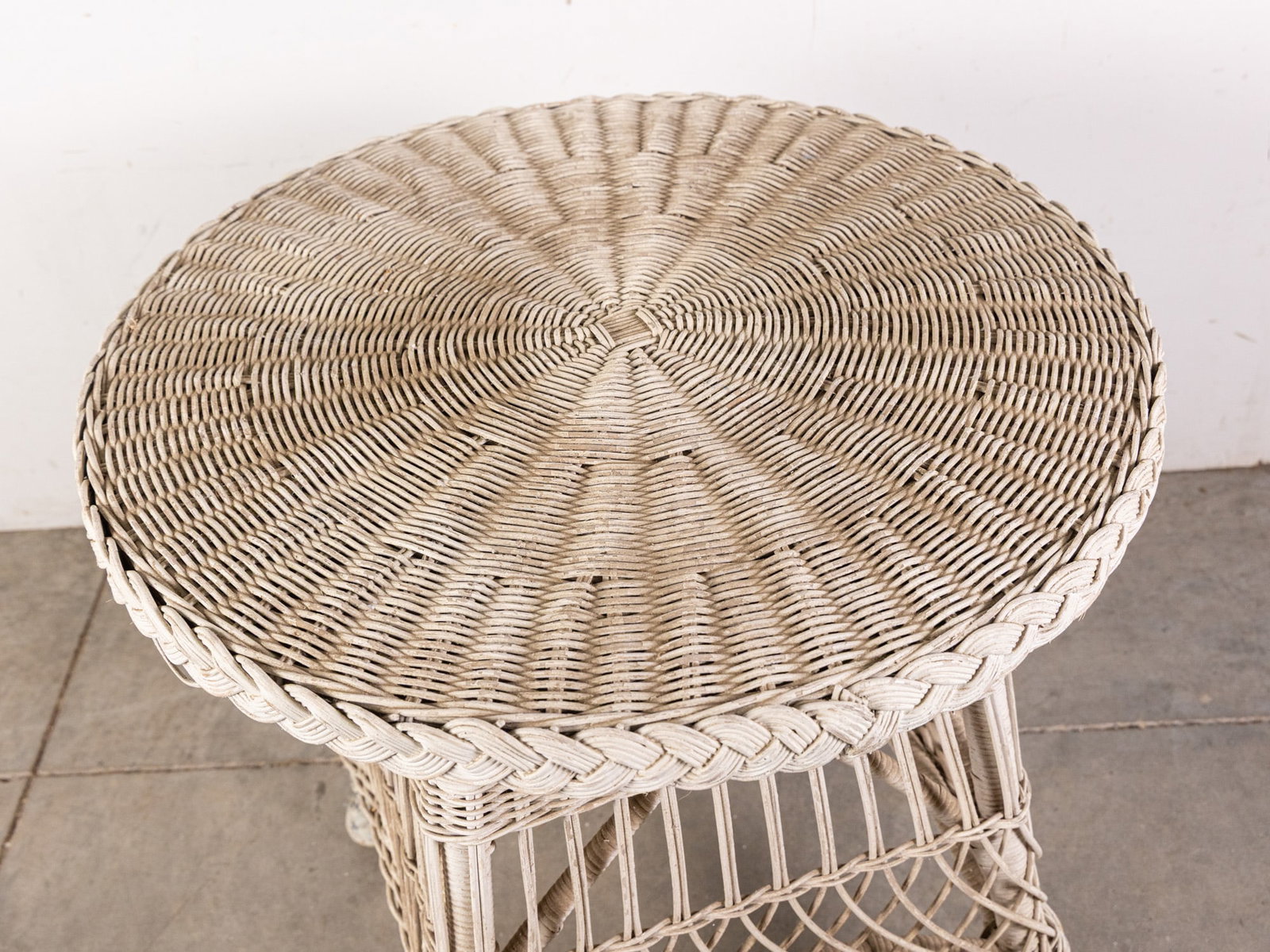 White Outdoor Wicker Table - 2