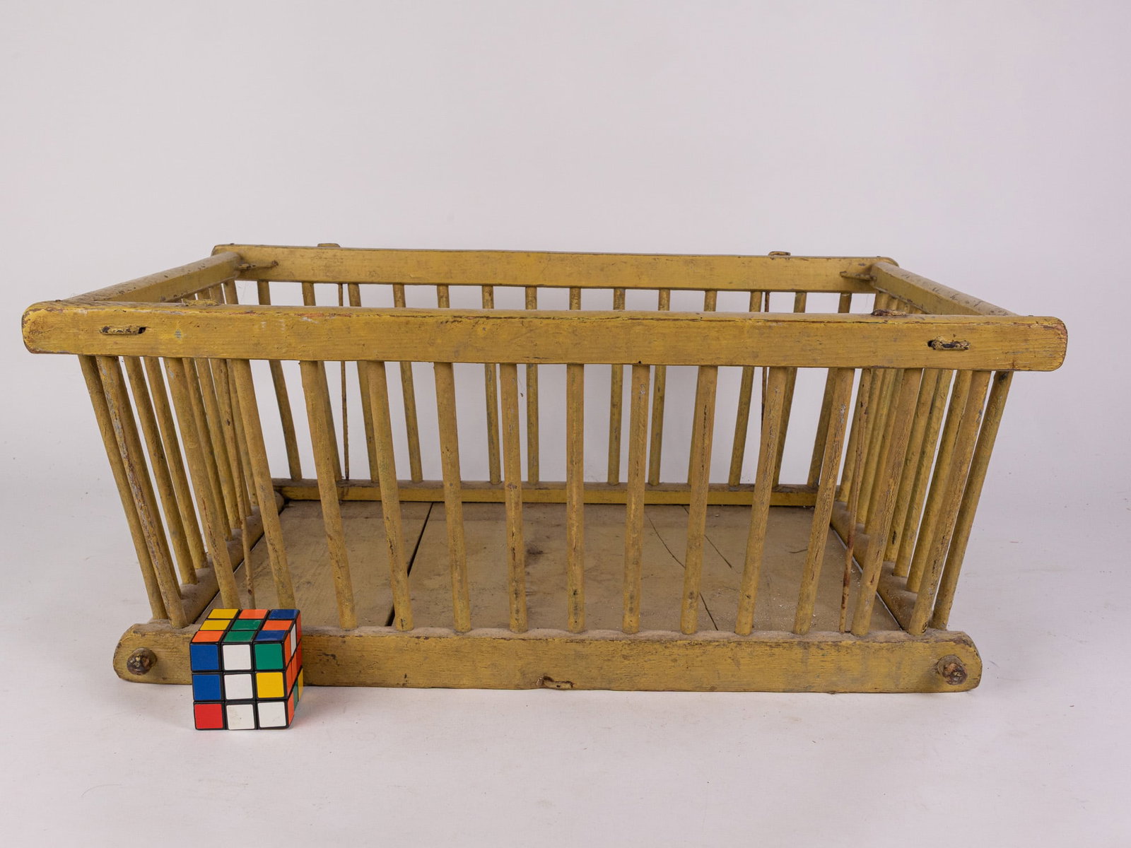Antique Primitive Painted Wooden Crib - 2