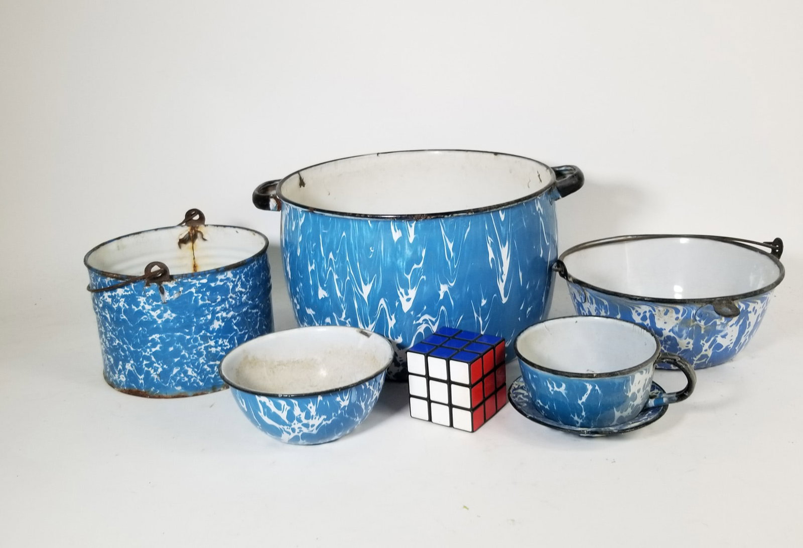 Lot of Vintage Enamel Cookware - 2