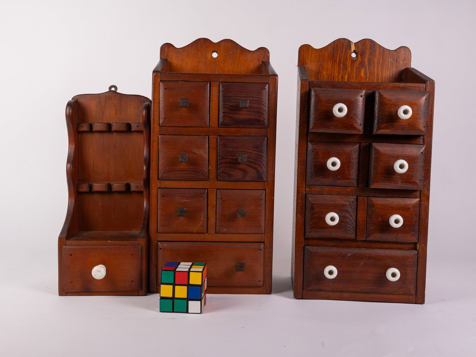 Three Vintage Wall Hanging Spice Cabinets - 2