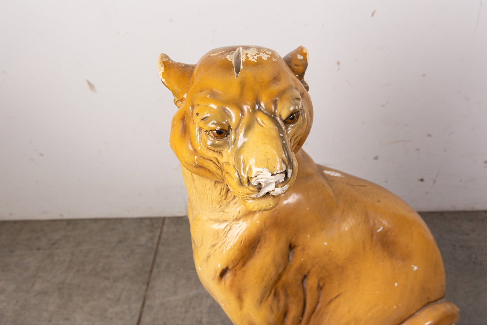 LARGE Vintage Chalkware Cougar Scultpure Converted Bank - 2