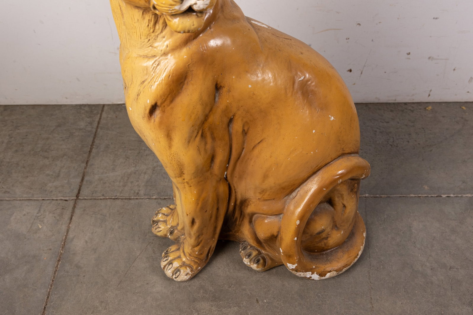 LARGE Vintage Chalkware Cougar Scultpure Converted Bank - 3