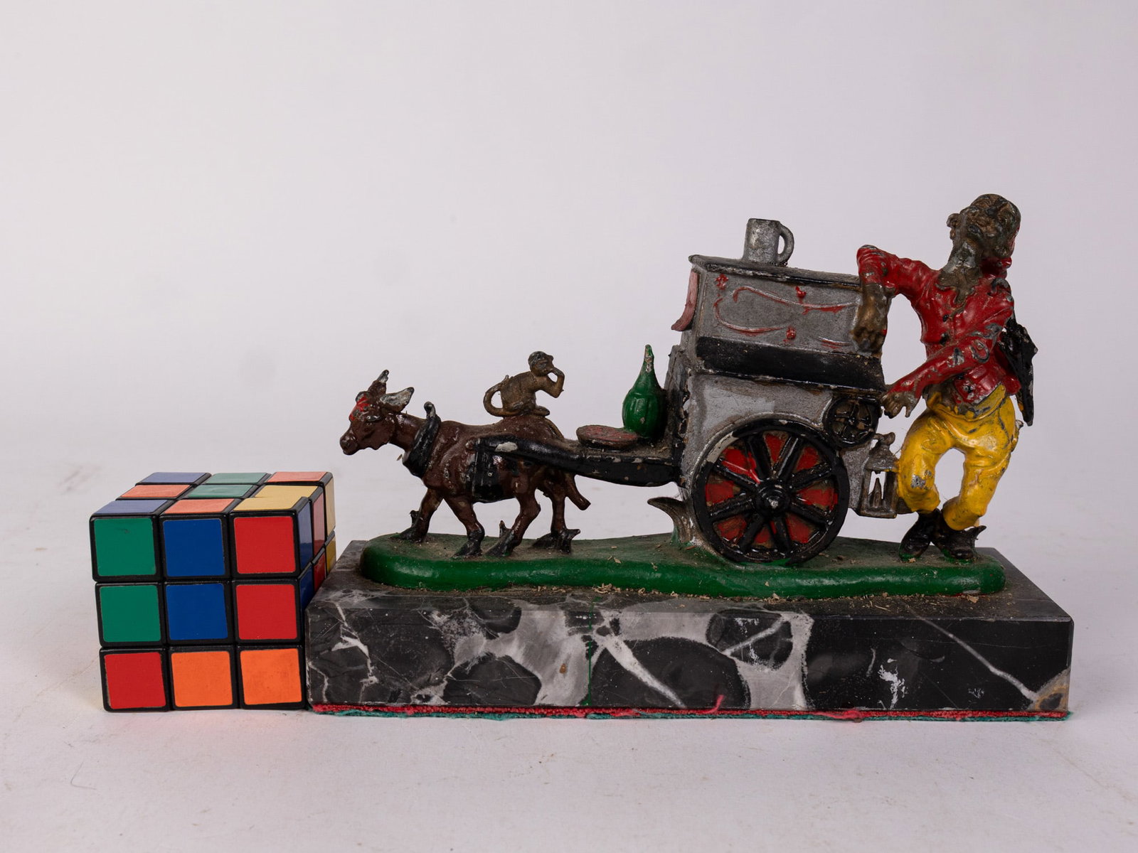 Vintage Organ Grinder Statuette on Marble Base - 2
