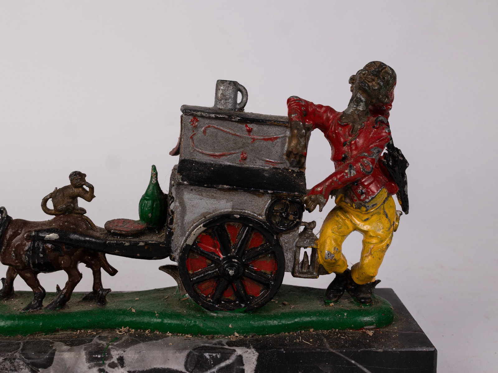 Vintage Organ Grinder Statuette on Marble Base - 3