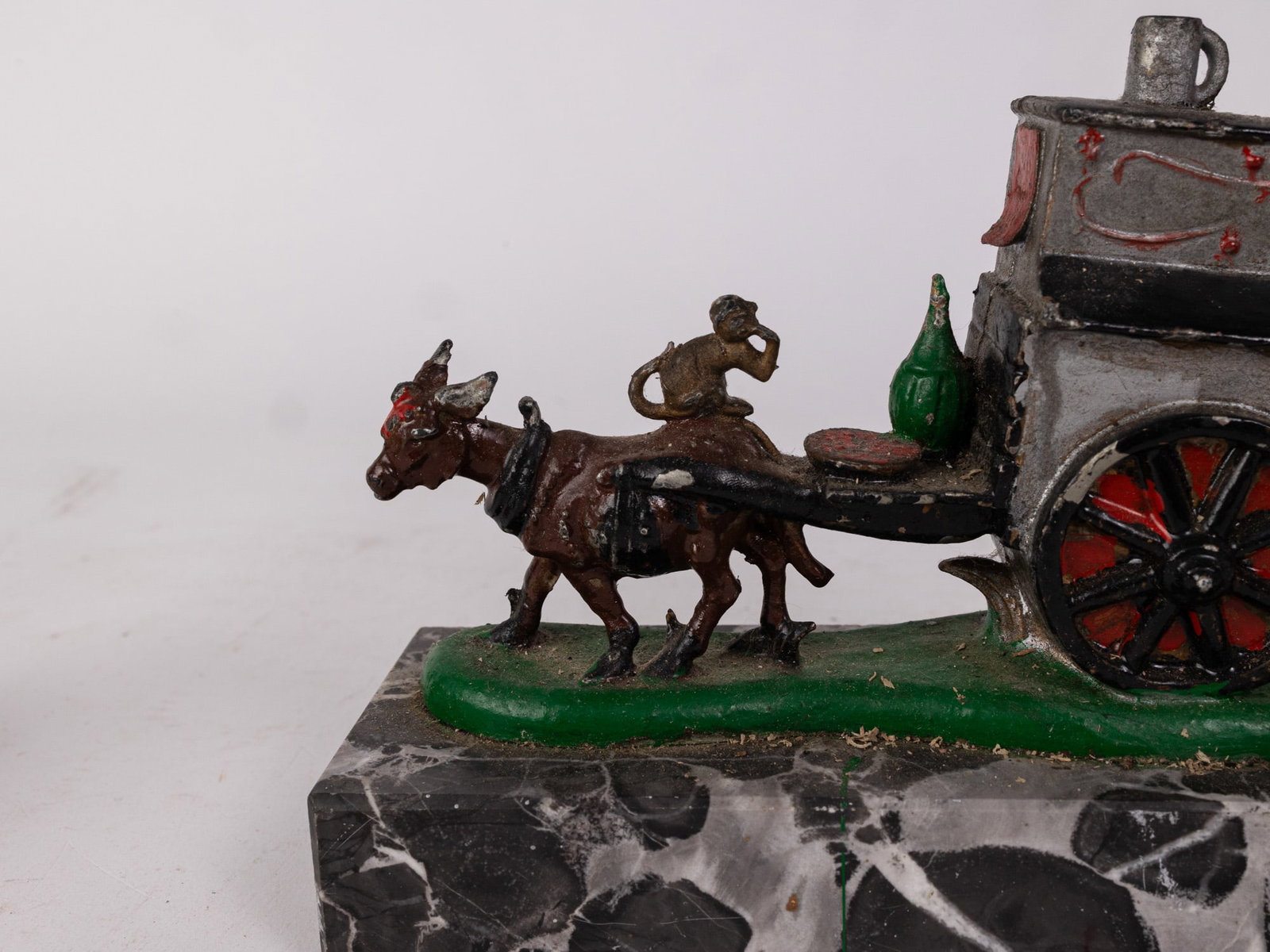 Vintage Organ Grinder Statuette on Marble Base - 4