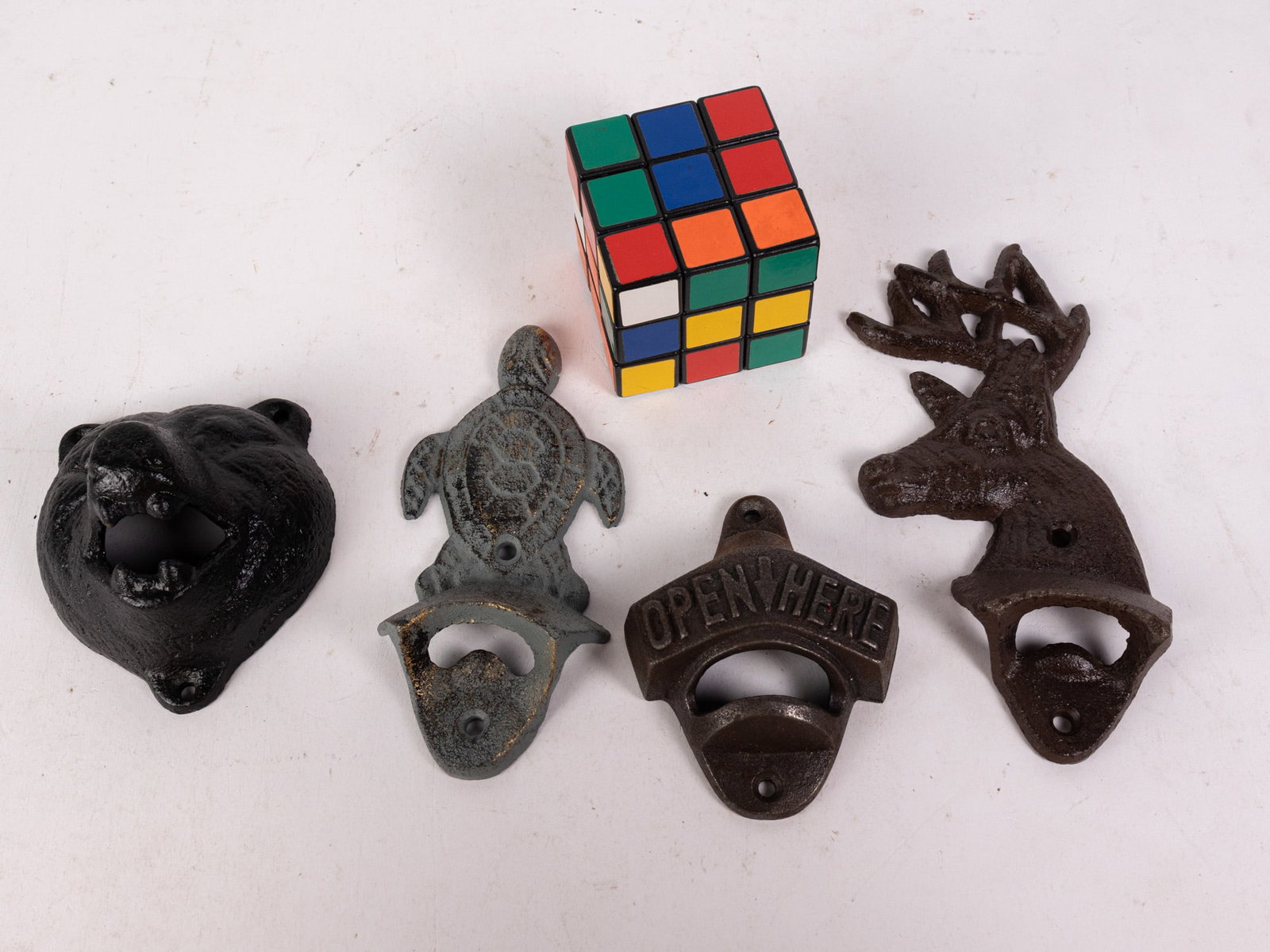 Four Novelty Cast Iron Wall Mount Bottle Openers - 2