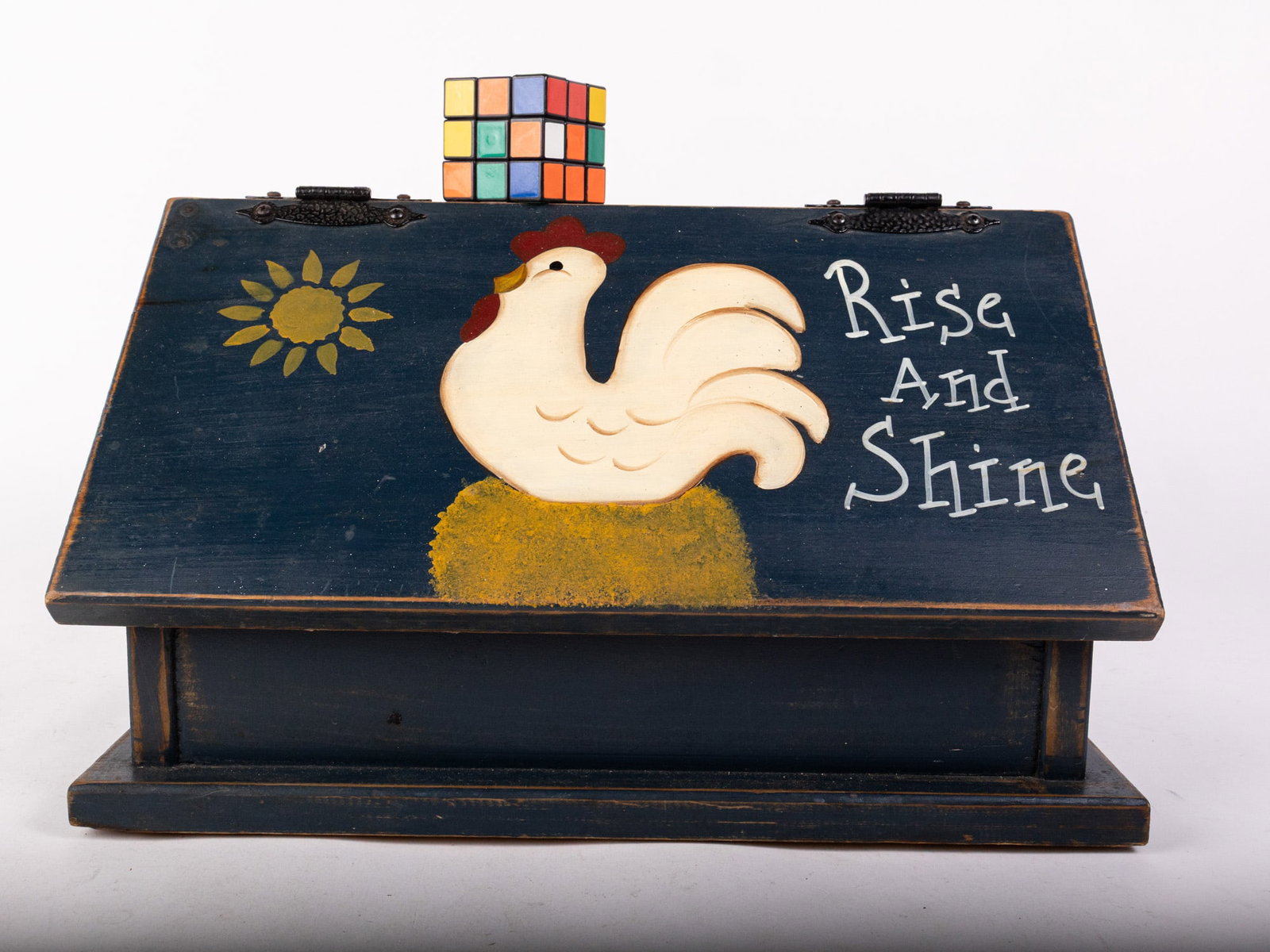 Rustic Country-Style Wooden Hand Painted Bread Box - 2