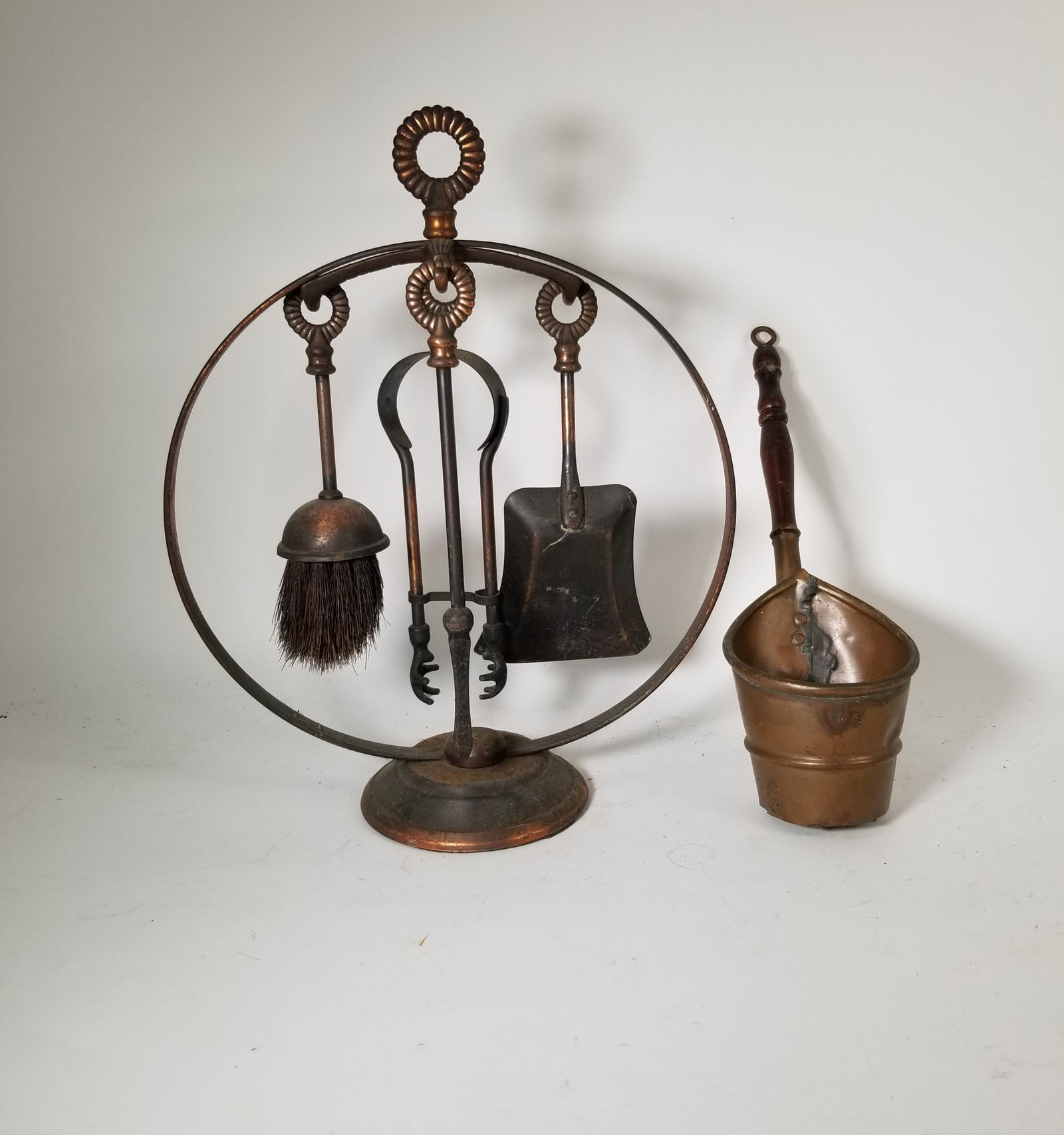 Four Piece Fireplace Companion Tool Set with Primitive Dipper (1 of 2)