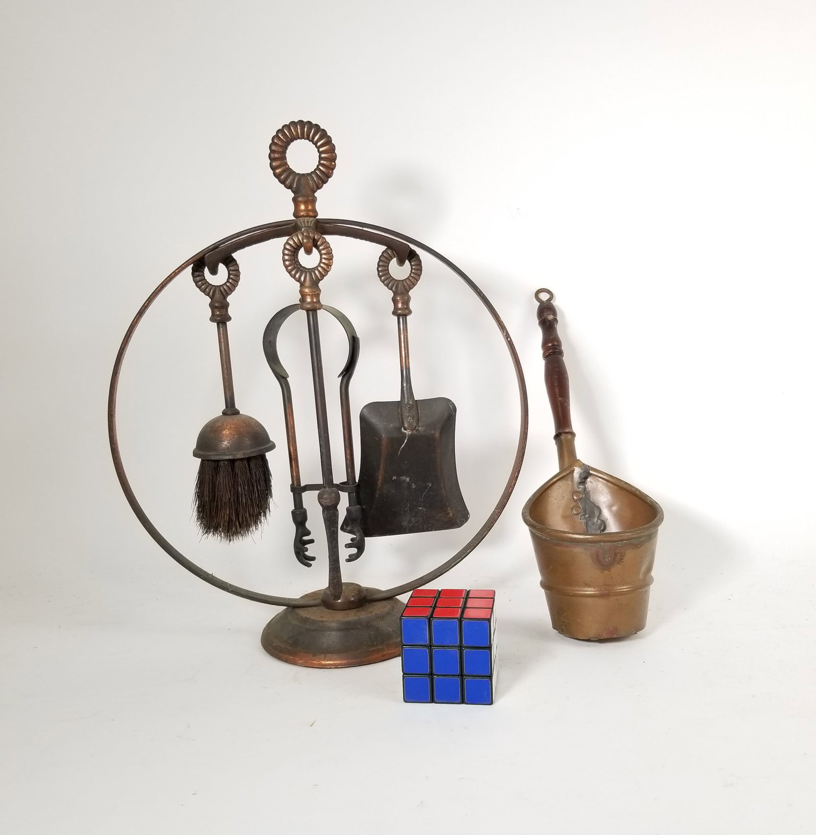 Four Piece Fireplace Companion Tool Set with Primitive Dipper - 2