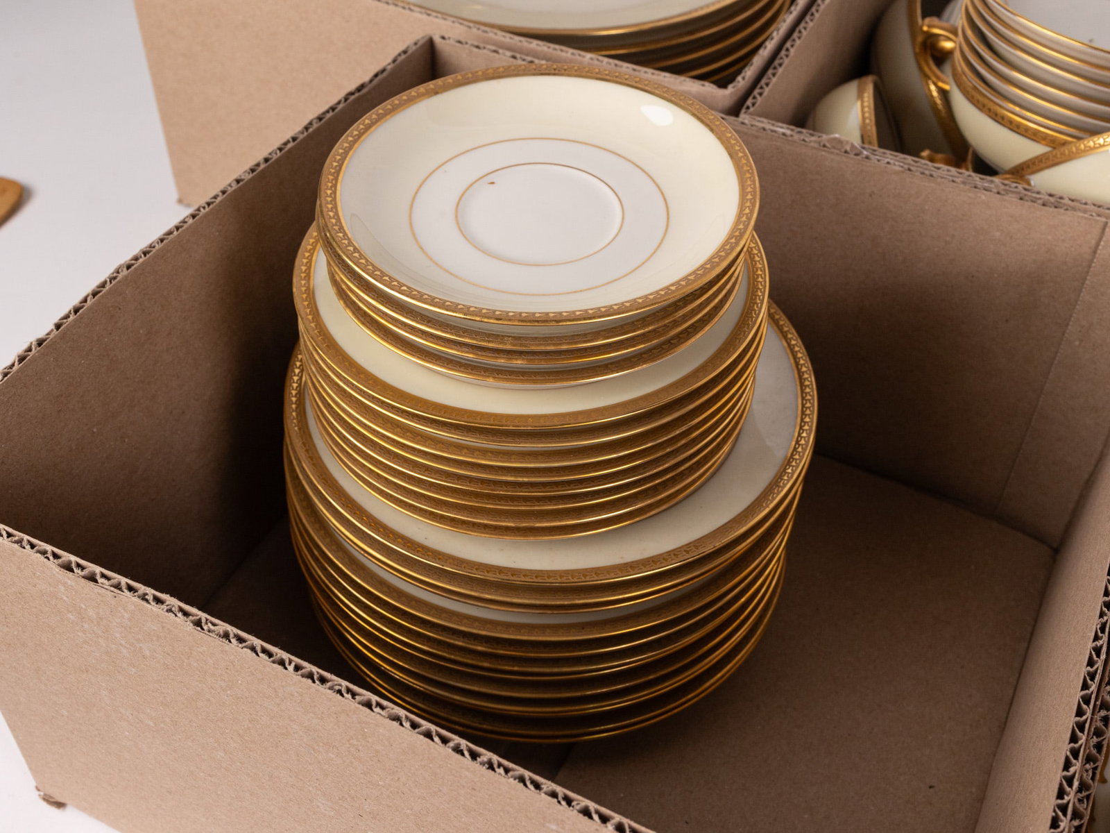 Partial Set of Limoges White and Gold Porcelain Servingware - 3