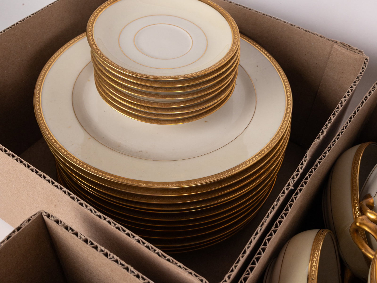 Partial Set of Limoges White and Gold Porcelain Servingware - 4