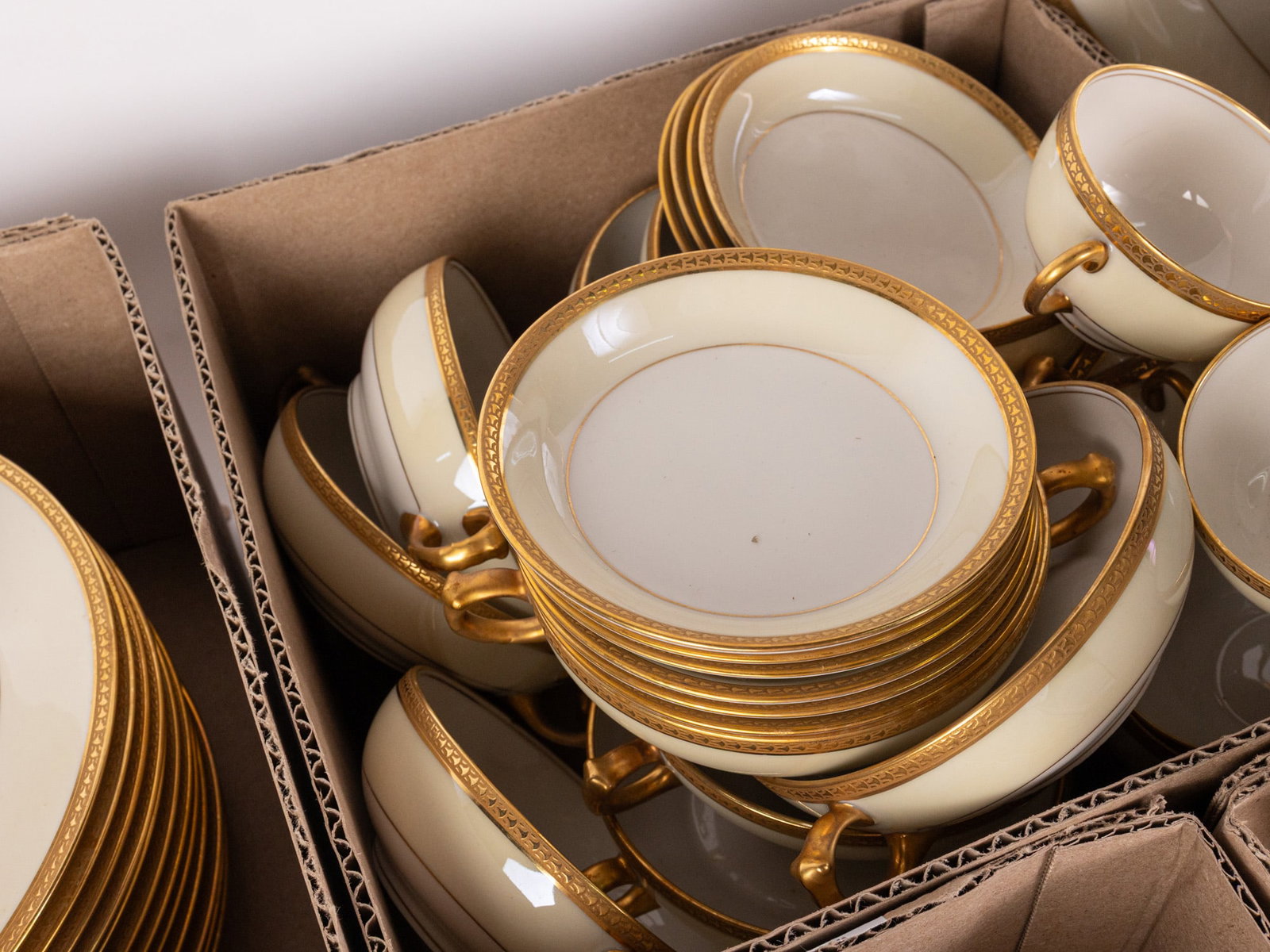 Partial Set of Limoges White and Gold Porcelain Servingware - 5