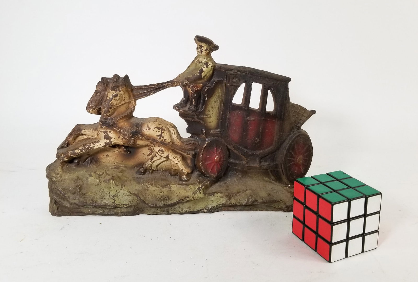 Cast Iron Horse Drawn Carriage Vintage Door Stop - 2