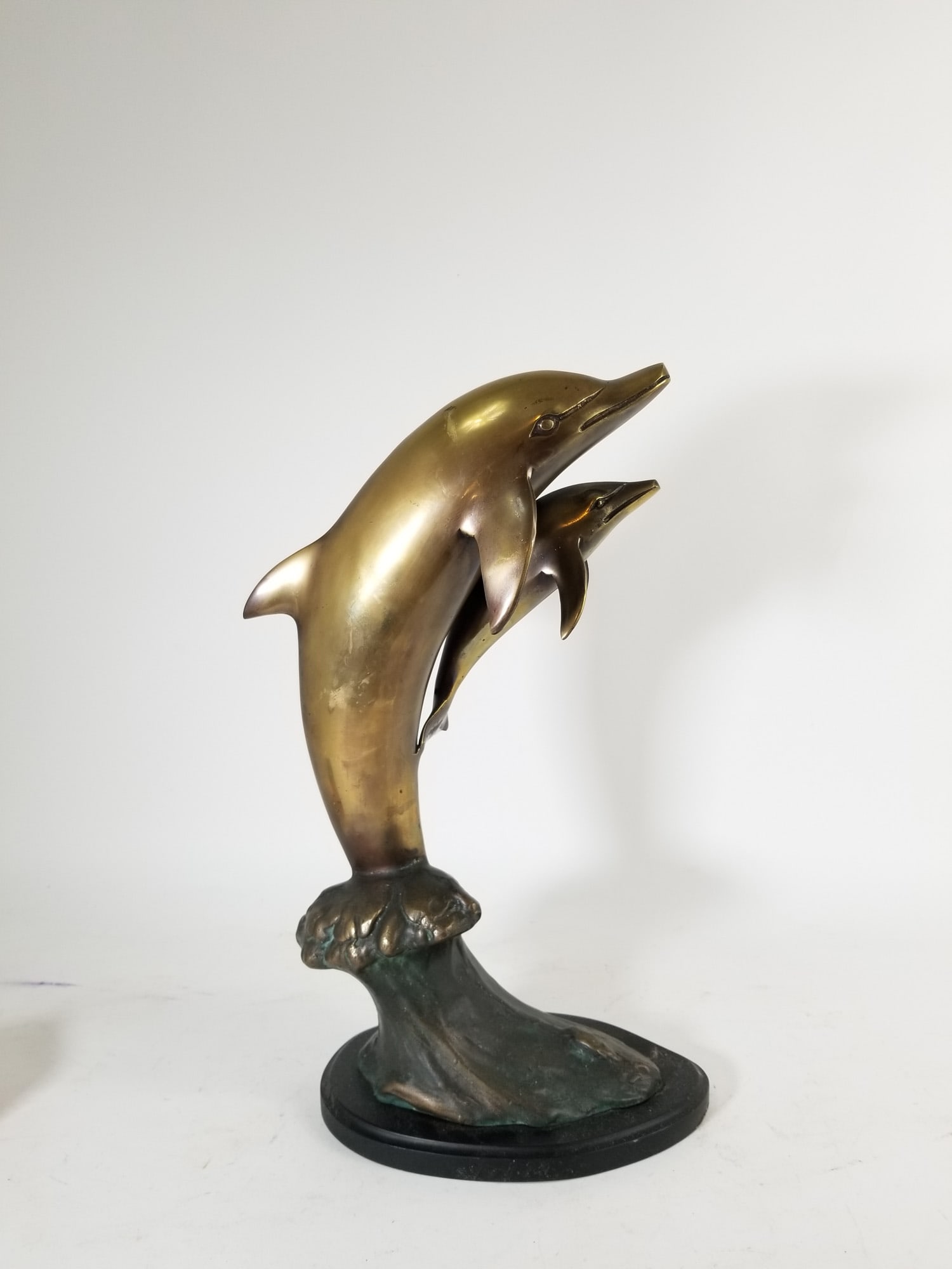 Dolphin 16" Brass Toned Decorative Sculpture - 2
