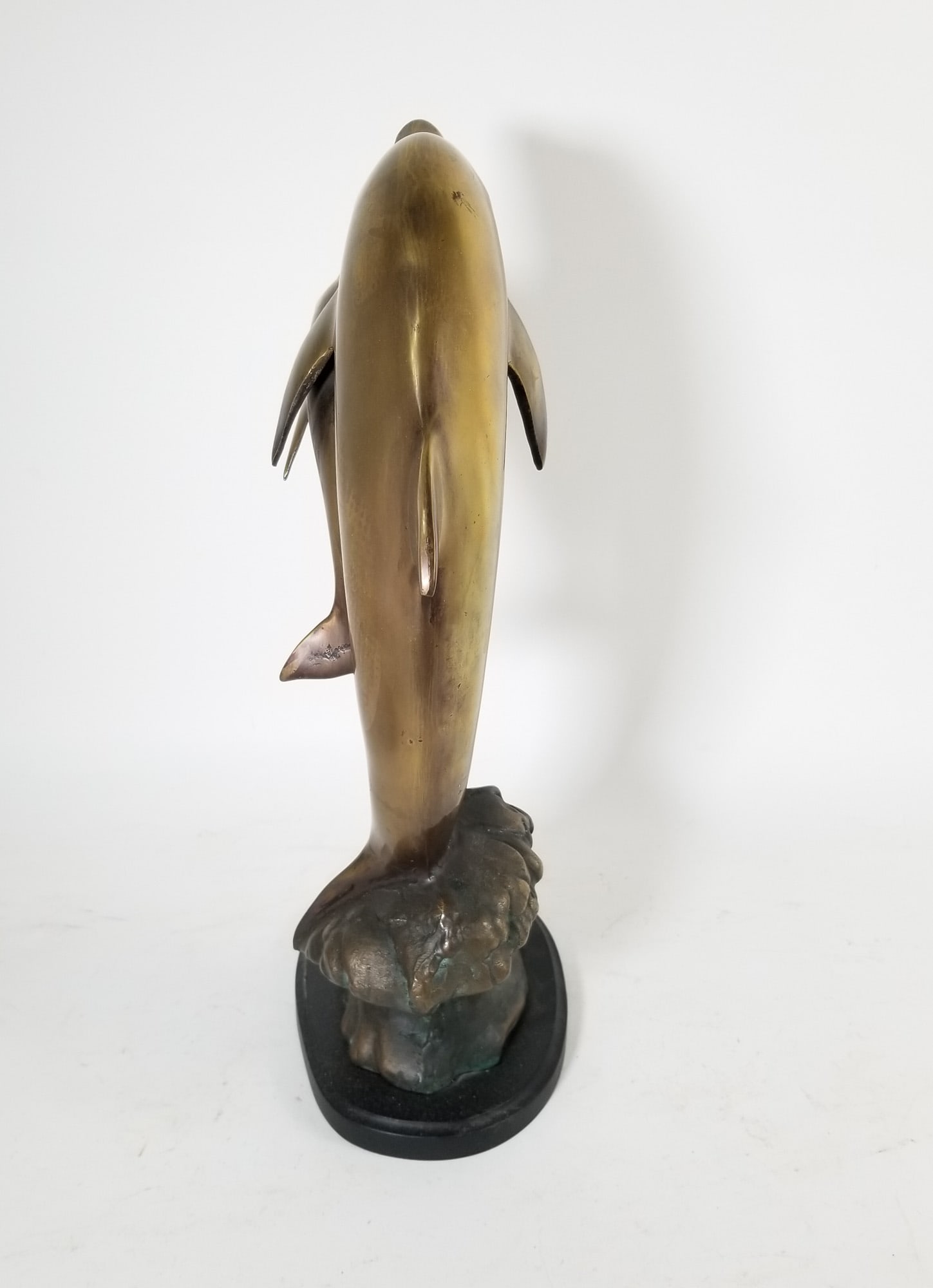 Dolphin 16" Brass Toned Decorative Sculpture - 3
