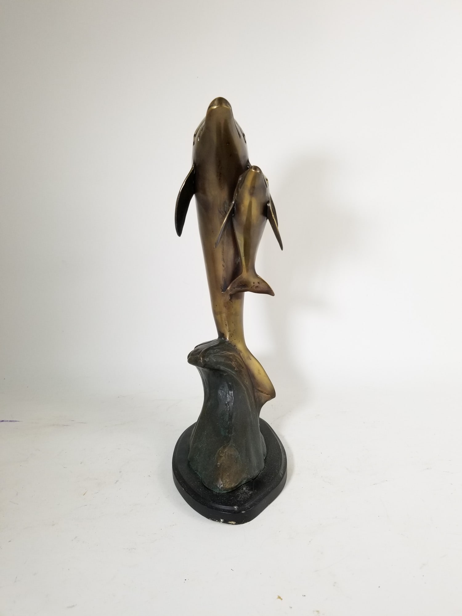 Dolphin 16" Brass Toned Decorative Sculpture - 4