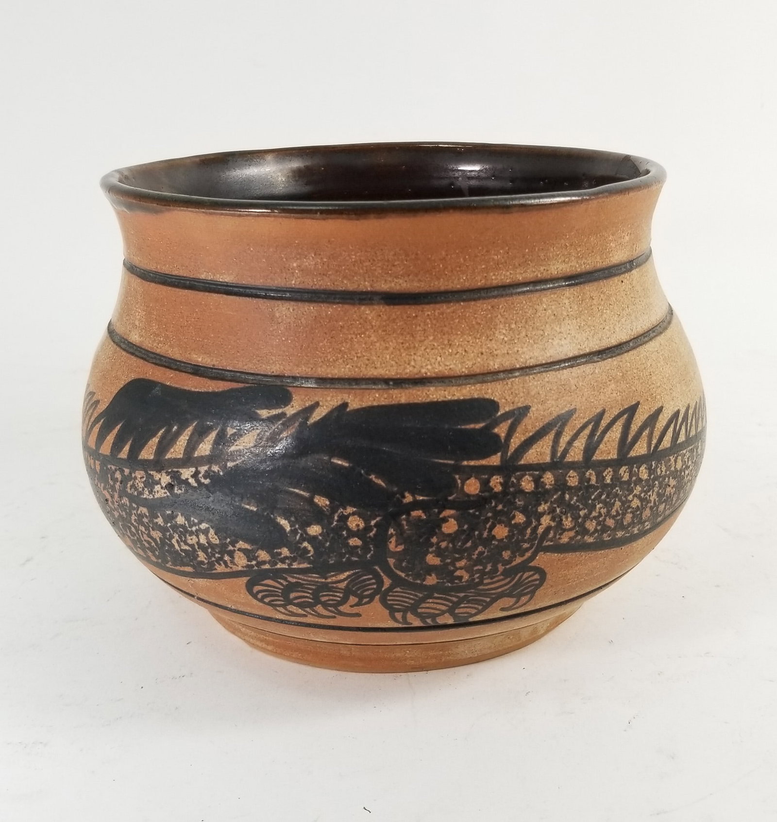 Two Decorative Ceramic Vessels Featuring Handmade Dragon Motif Vase - 4