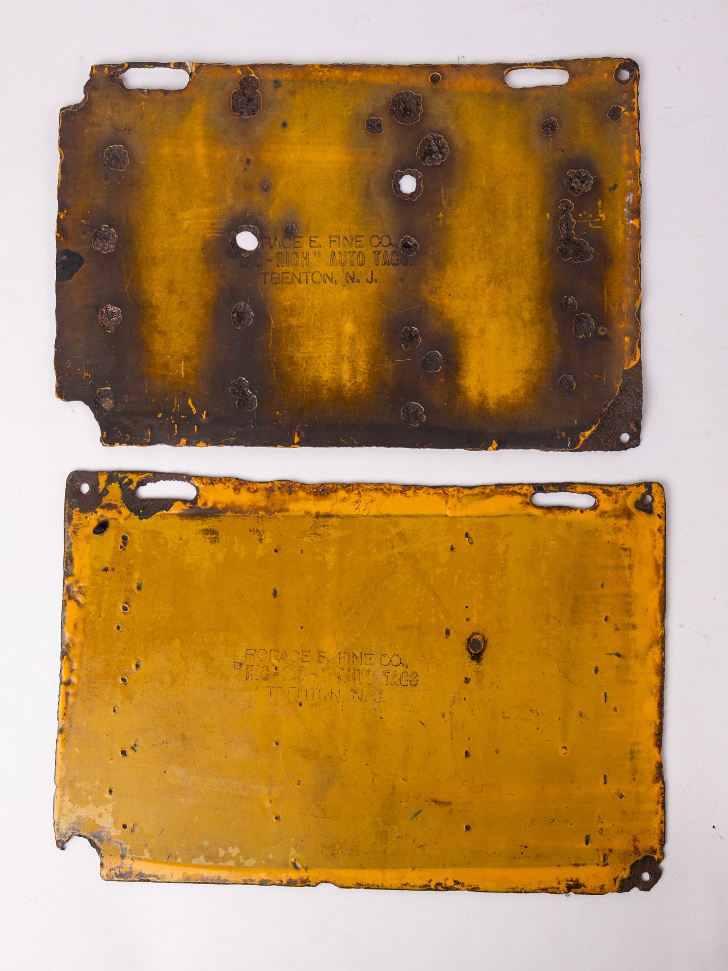 Matching Pair of 1910 New Jersey Porcelain Manufacturer License Plates - 5