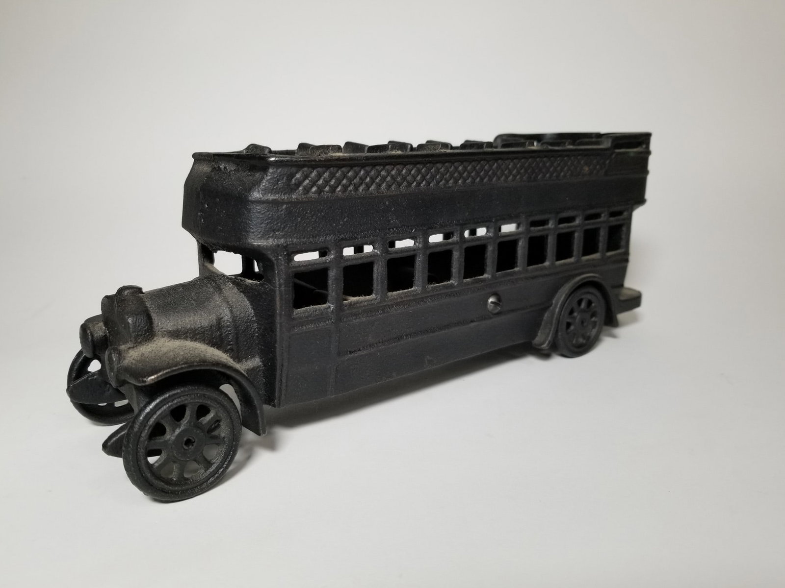 Vintage Cast Iron Toy Double Decker Bus - 2