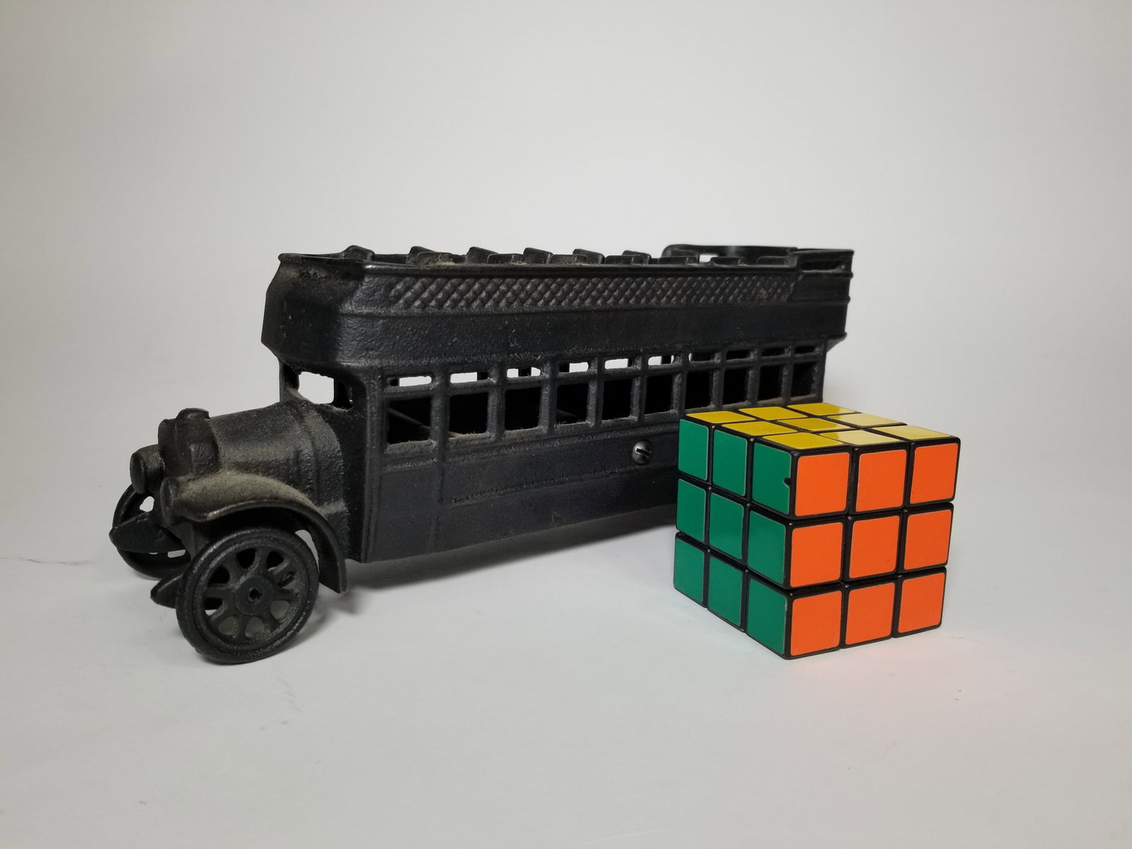 Vintage Cast Iron Toy Double Decker Bus - 4