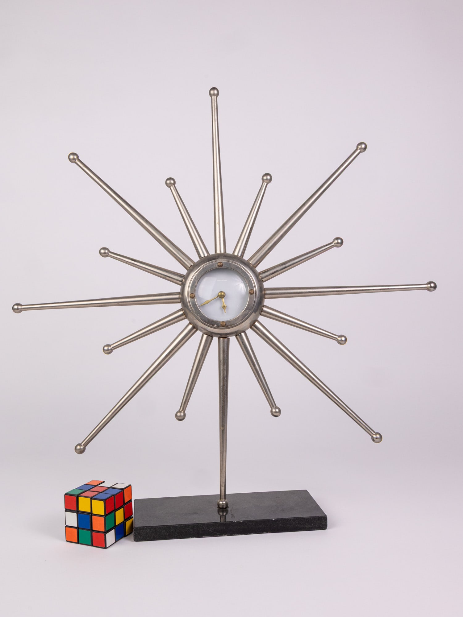 Vintage Mid Century Modern MCM Sunburst Mantel Clock - 2