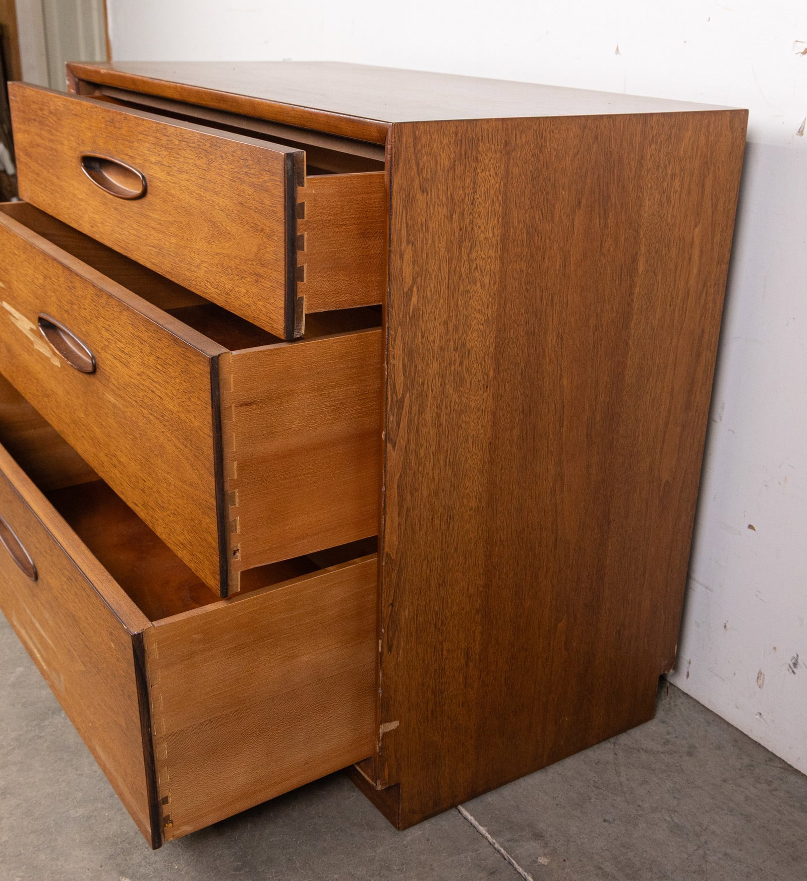 Mid Century Modern MCM Teak Three Drawer Night Stand - 6