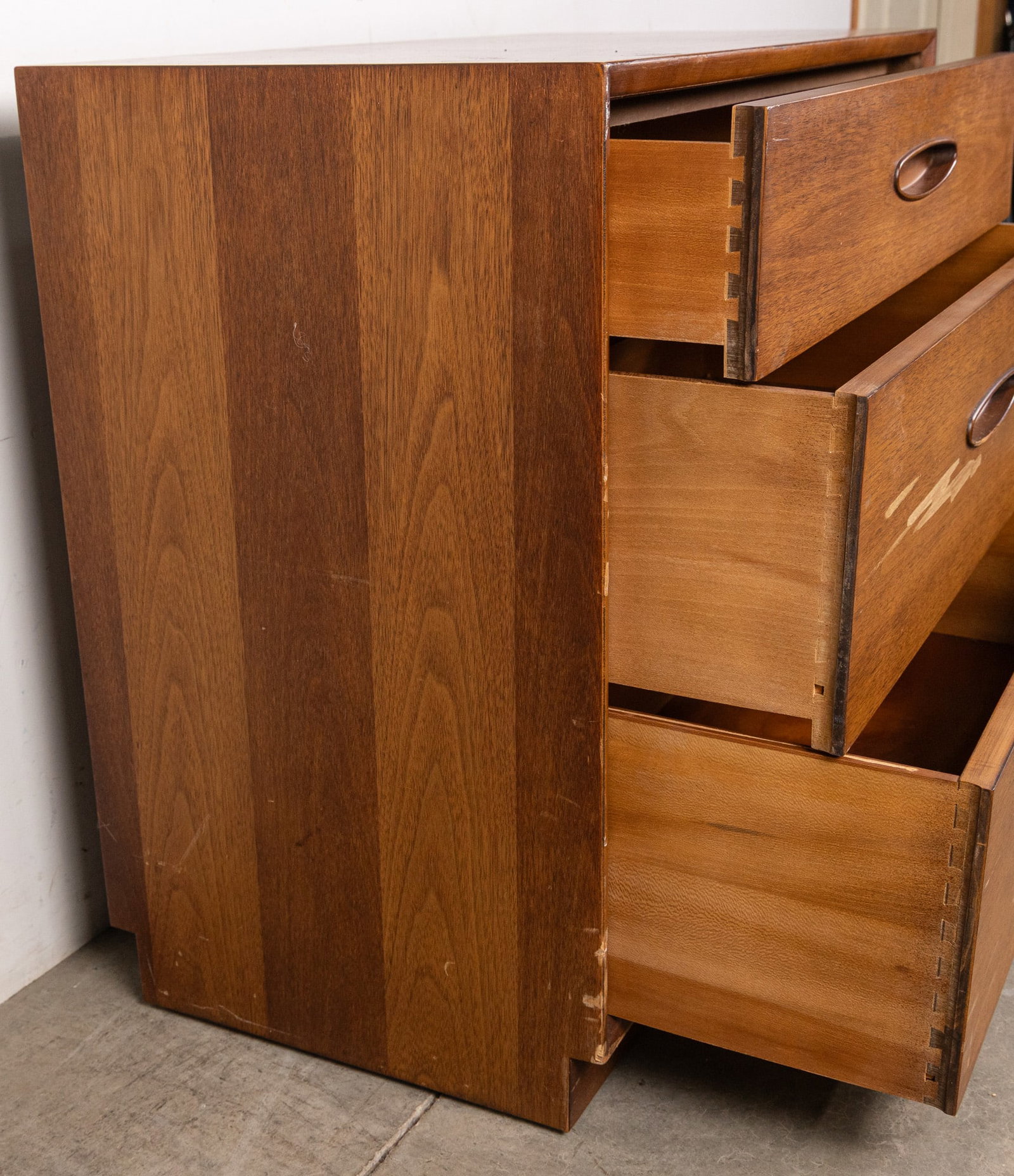 Mid Century Modern MCM Teak Three Drawer Night Stand - 7