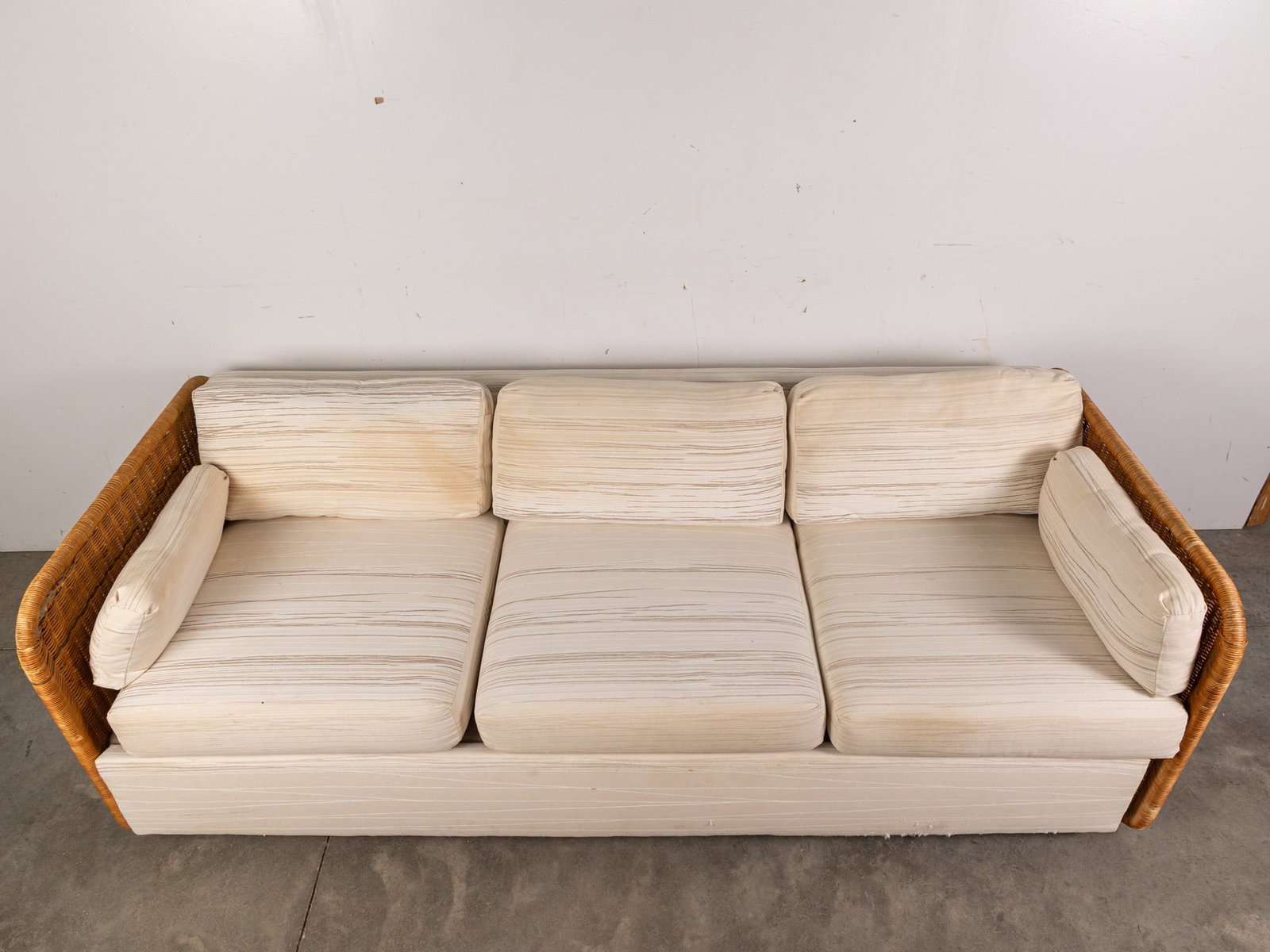 Vintage Mid Century Modern Style Coastal Chic Rattan Sofa - 2
