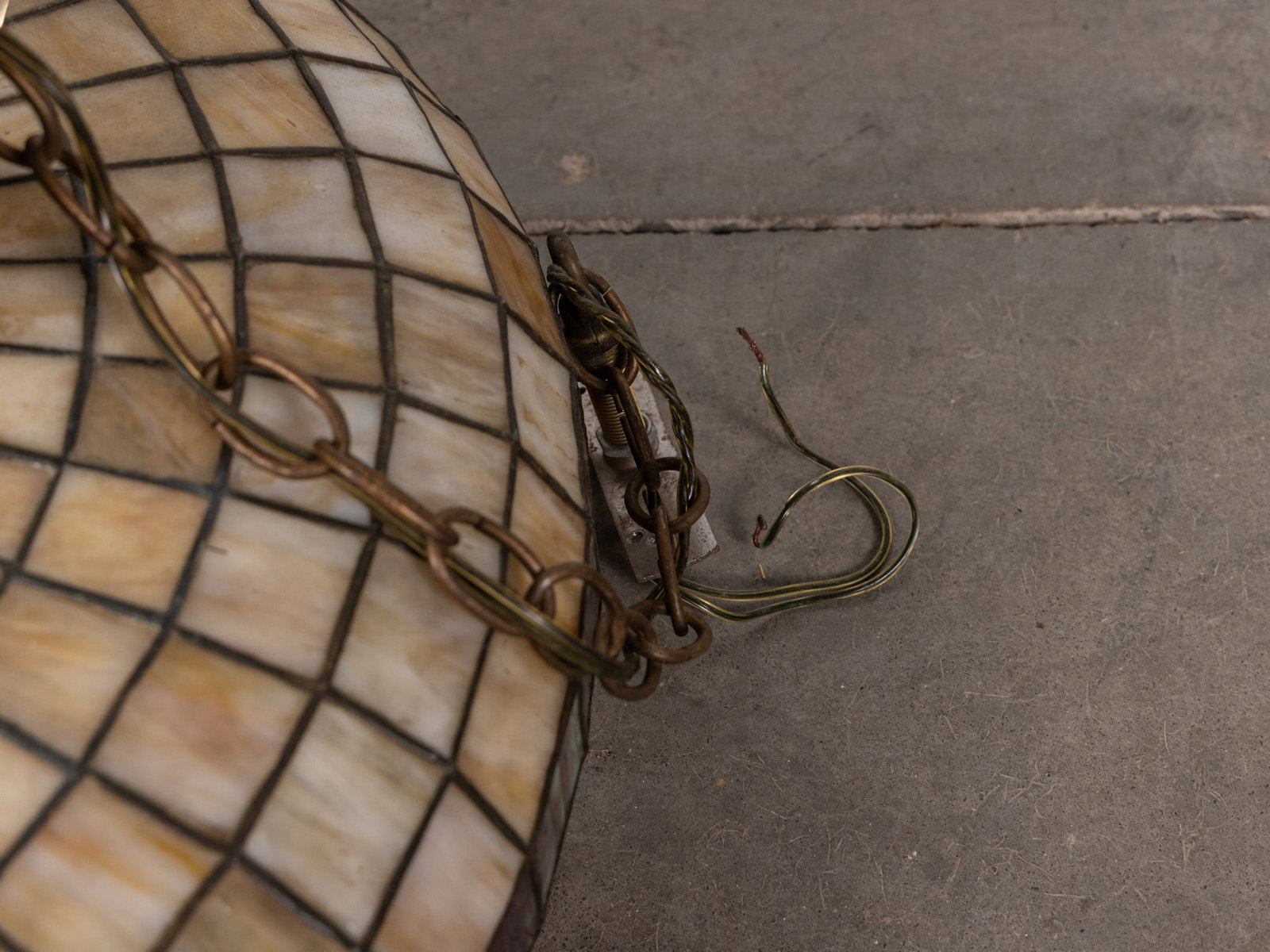 Vintage Light Fixture Leaded Stained Glass Lamp Shade - 2