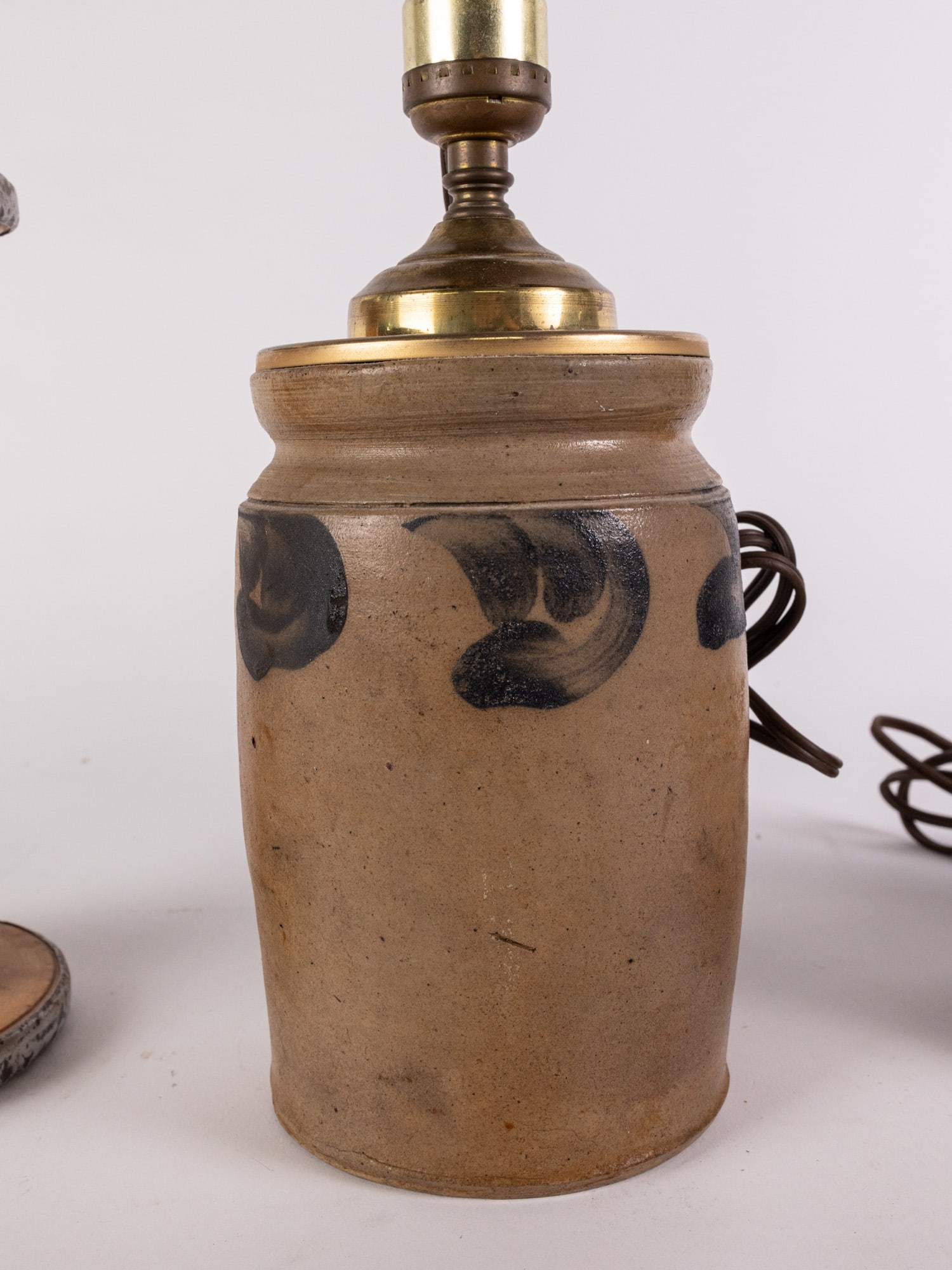 Three Vintage Primitive Style Lamps Featuring Salt Glazed Stoneware - 5