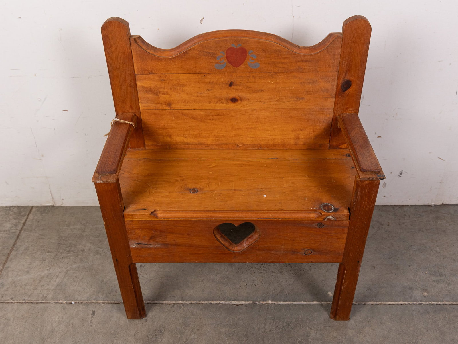 Vintage Folk Art Wooden Children's Bench - 2