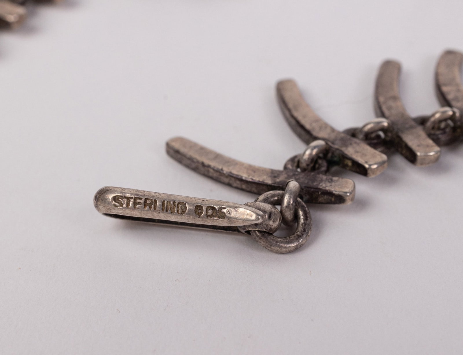 Vintage Sterling Silver Articulated Skeletal Motif Necklace - 5