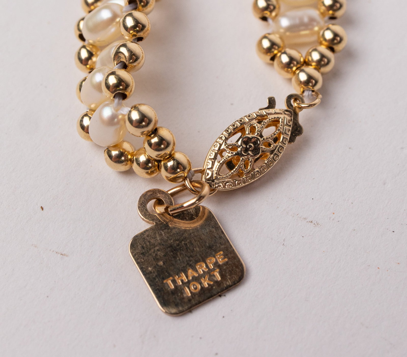 14KY Gold Pearl Bracelet with 10KY Charm - 3