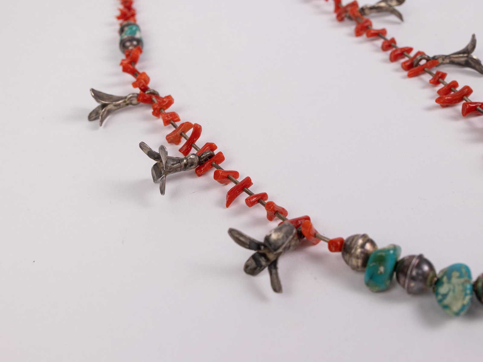 Vintage Silver Navajo-Style Squash Blossom Necklace with Naja Pendant - 4
