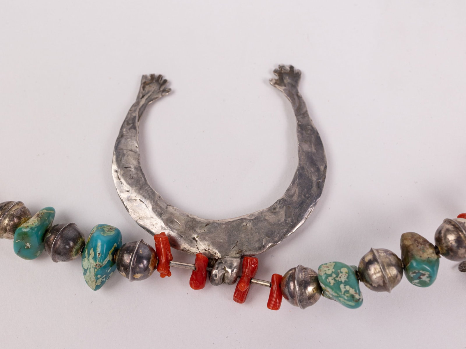 Vintage Silver Navajo-Style Squash Blossom Necklace with Naja Pendant - 7